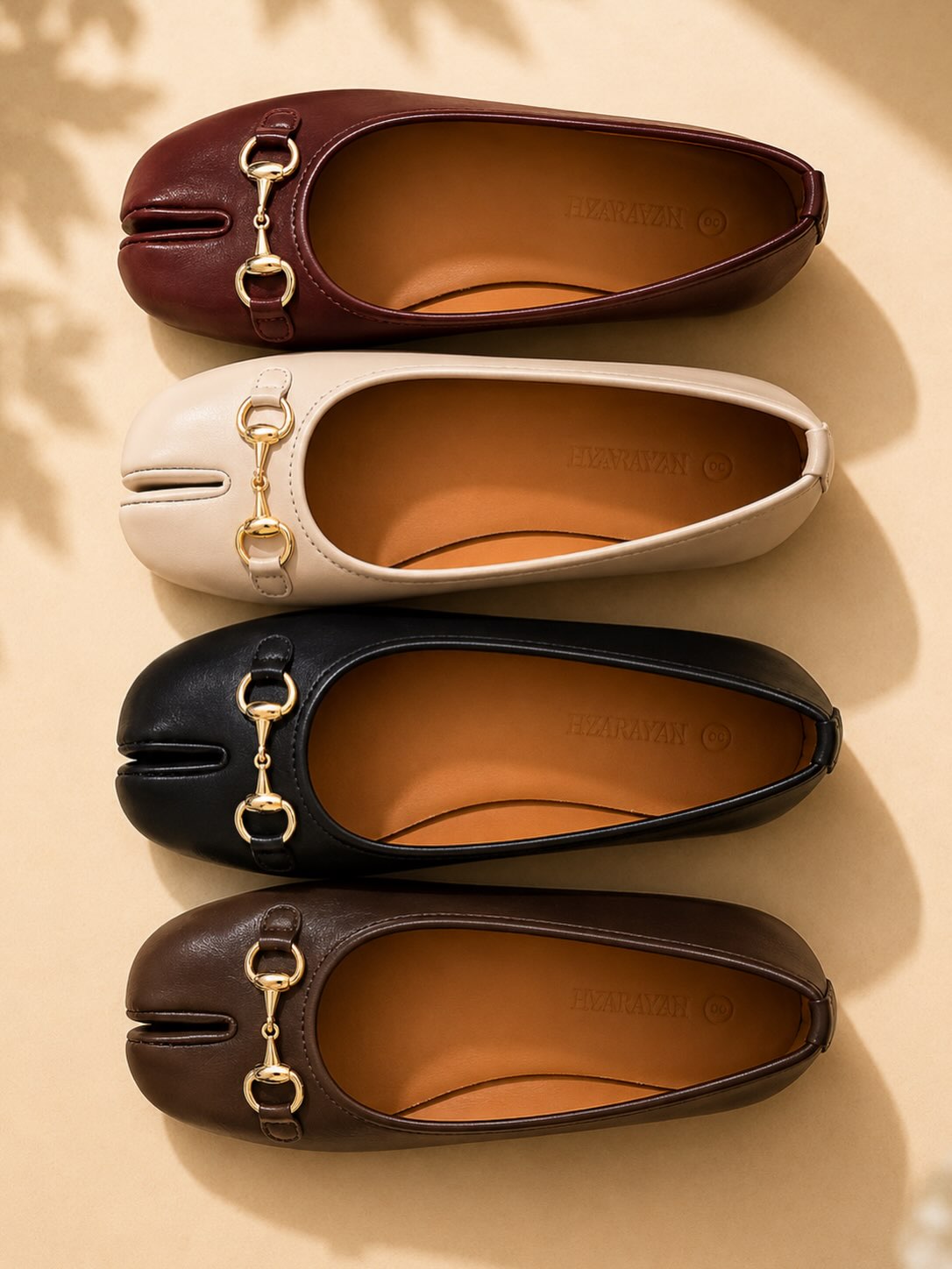 Biana | Tabi Ballet Flat with Gold Hardware