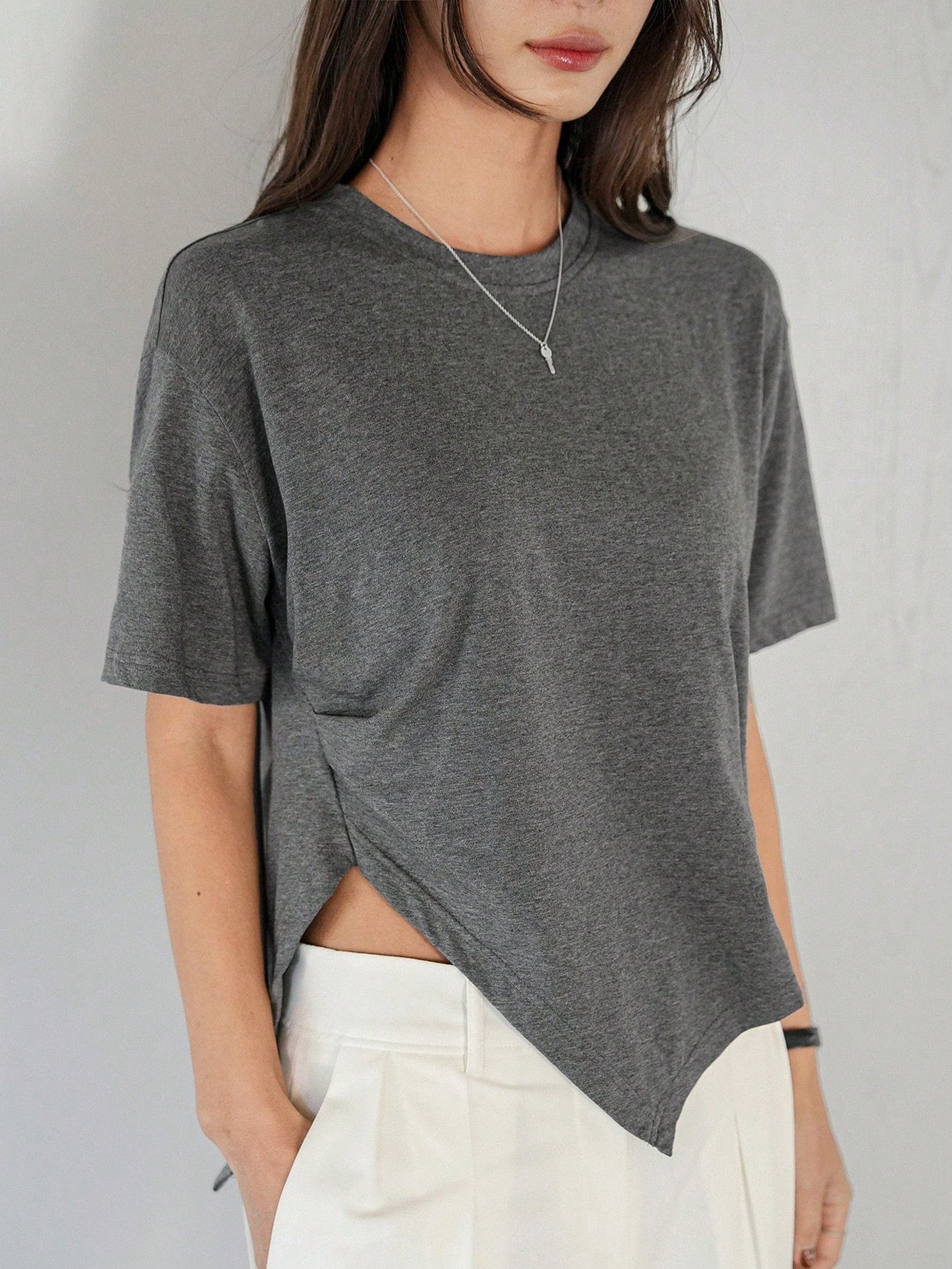 100% Cotton Asymmetry Cotton Tee.