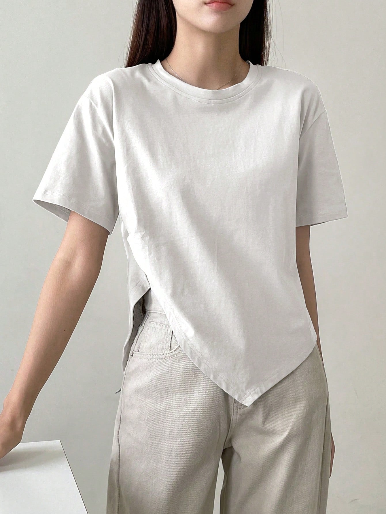 100% Cotton Asymmetry Cotton Tee.