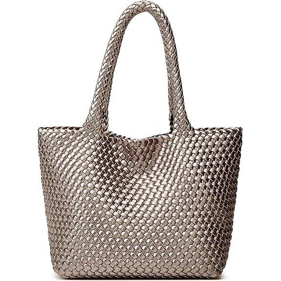 Vegan - Women Oversized Woven Shoulder Handbag