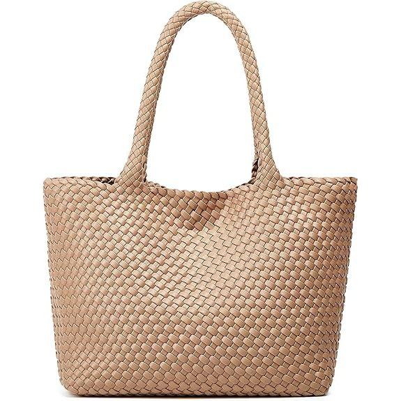 Vegan - Women Oversized Woven Shoulder Handbag