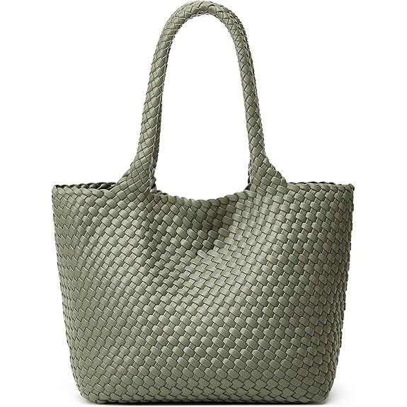 Vegan - Women Oversized Woven Shoulder Handbag