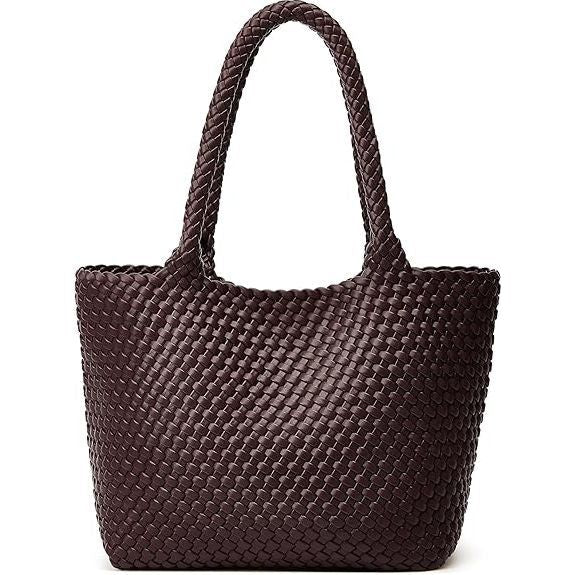 Vegan - Women Oversized Woven Shoulder Handbag