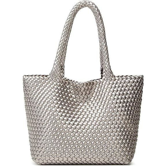 Vegan - Women Oversized Woven Shoulder Handbag