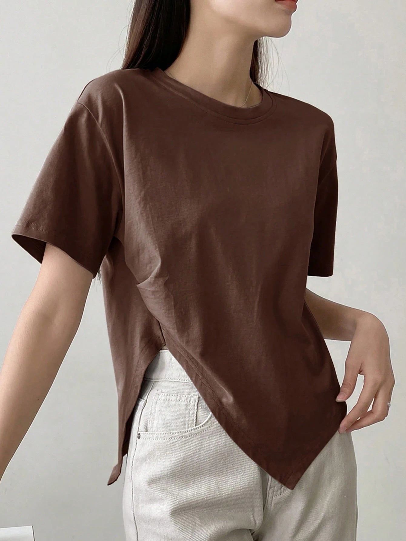 100% Cotton Asymmetry Cotton Tee.