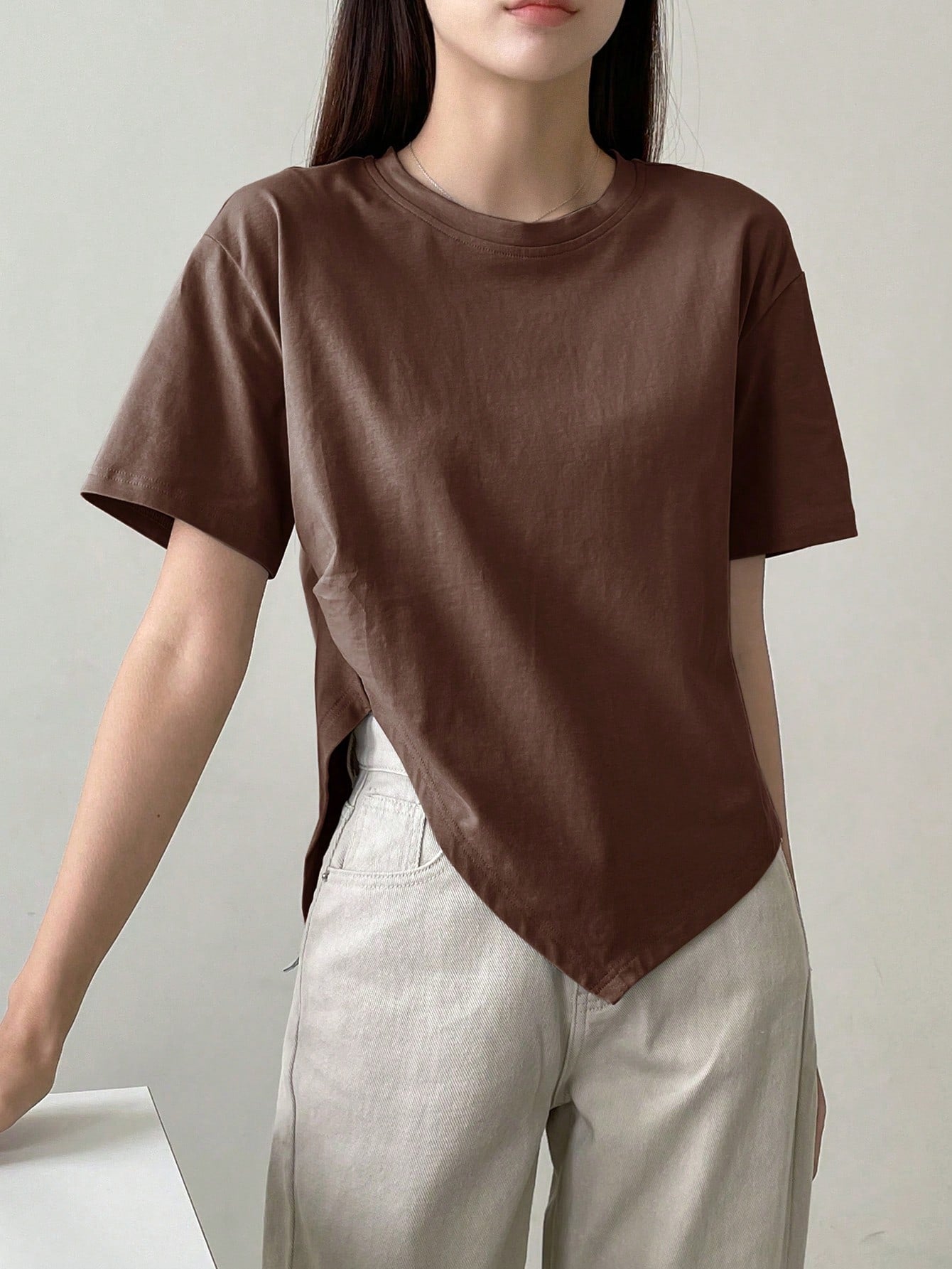 100% Cotton Asymmetry Cotton Tee.