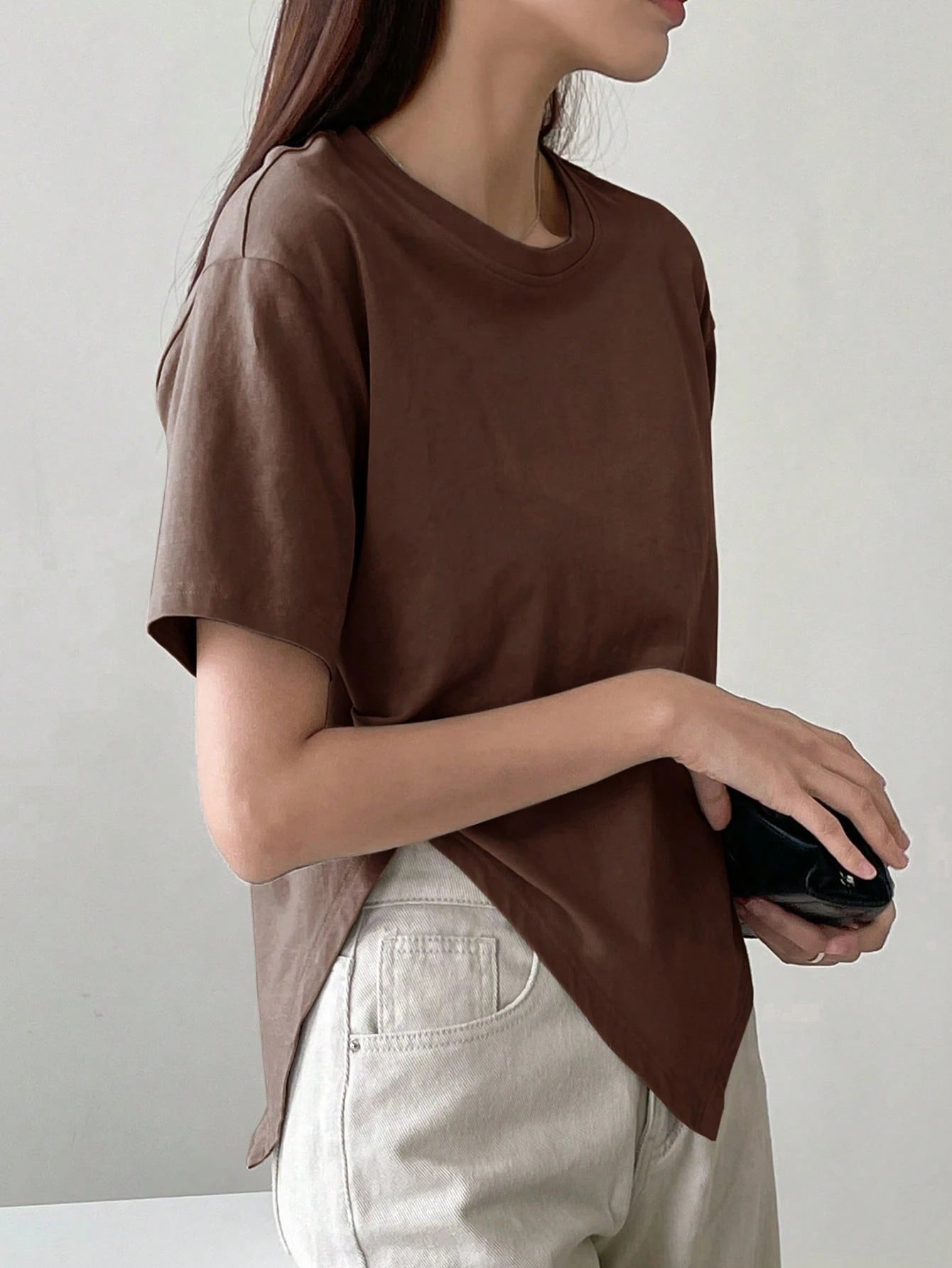 100% Cotton Asymmetry Cotton Tee.