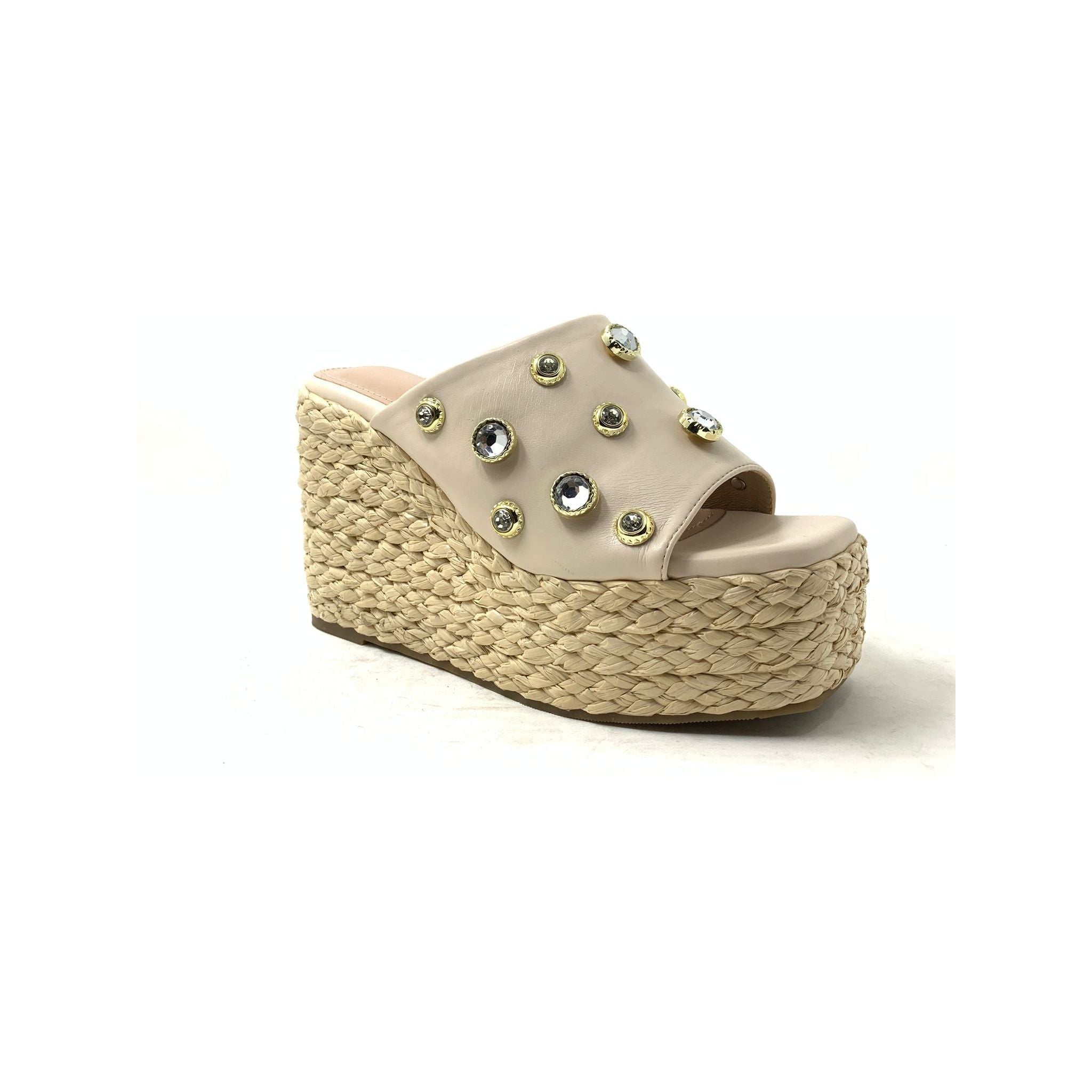 Say It - Women Stone Embellished Upper Espadrille Wedge