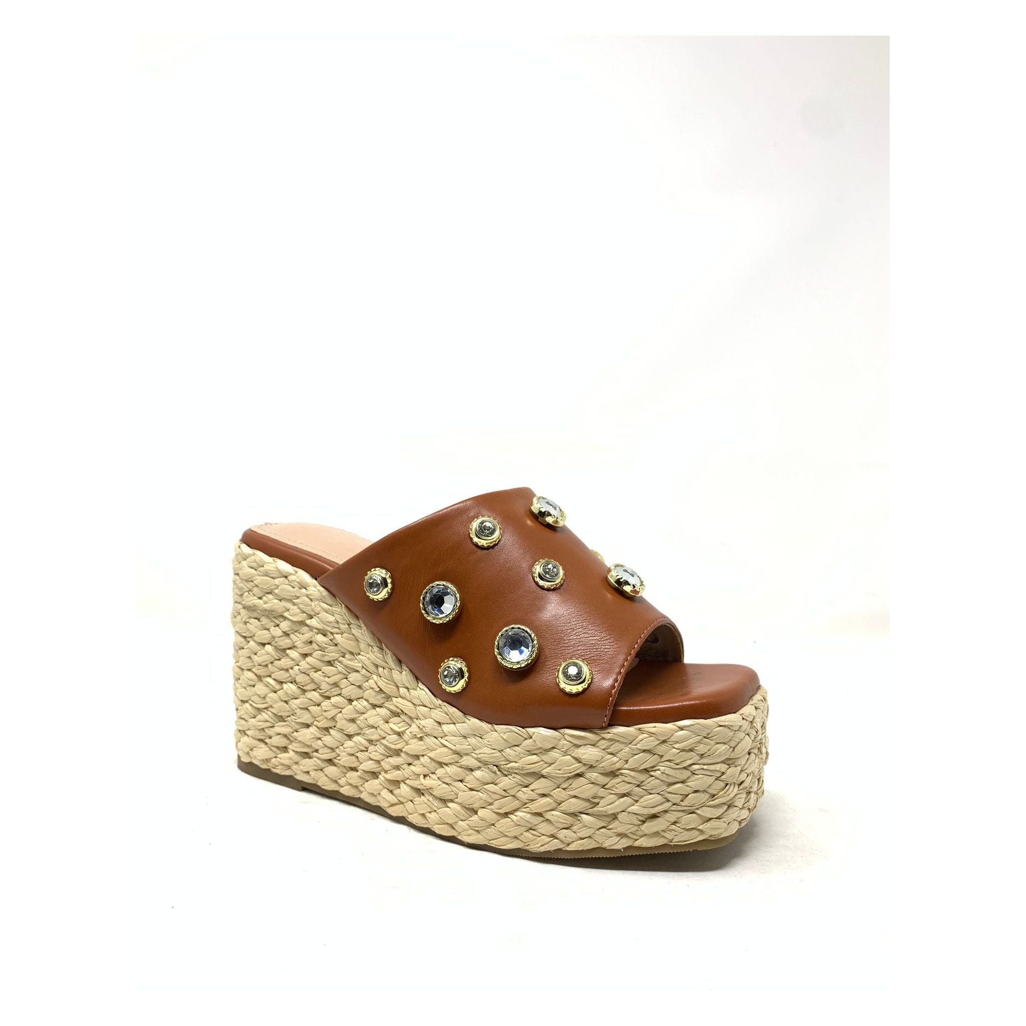 Say It - Women Stone Embellished Upper Espadrille Wedge