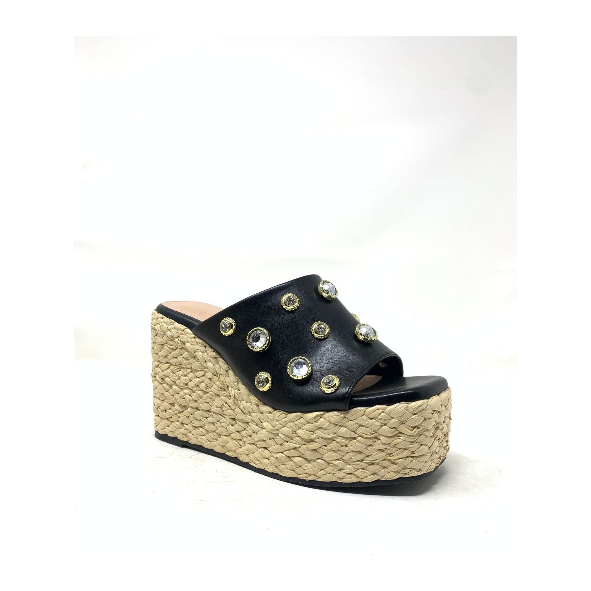 Say It - Women Stone Embellished Upper Espadrille Wedge