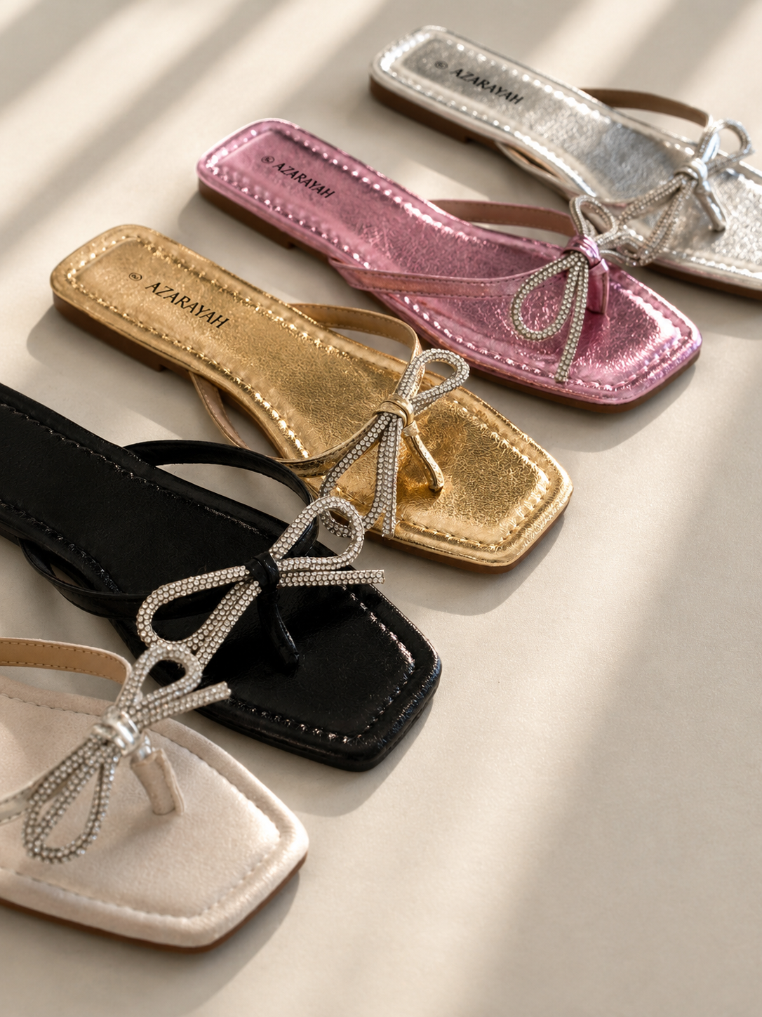 Besties | Rhinestone Bow Flat Sandals