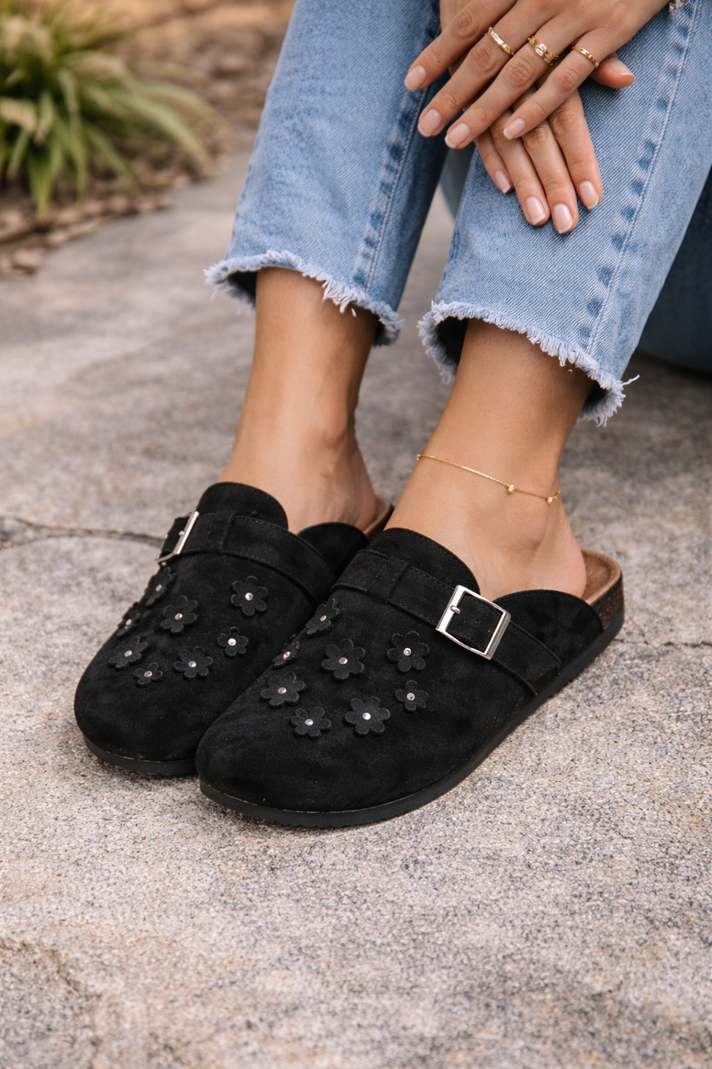 Bloom | Flower Faux Suede Flower Clog