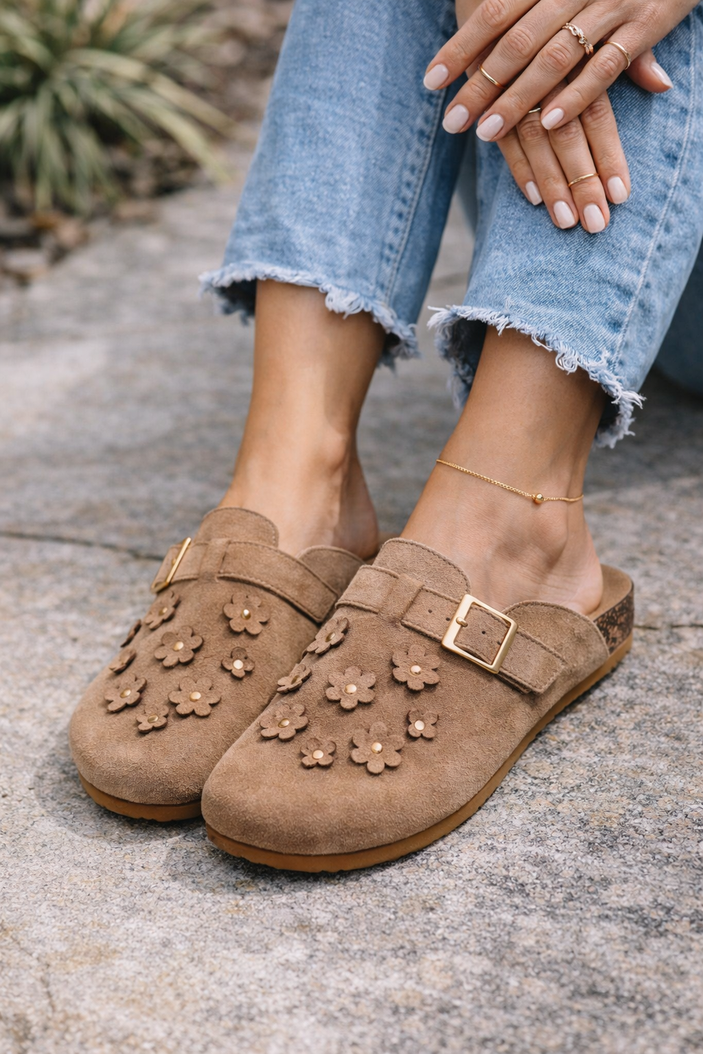 Bloom | Flower Faux Suede Flower Clog