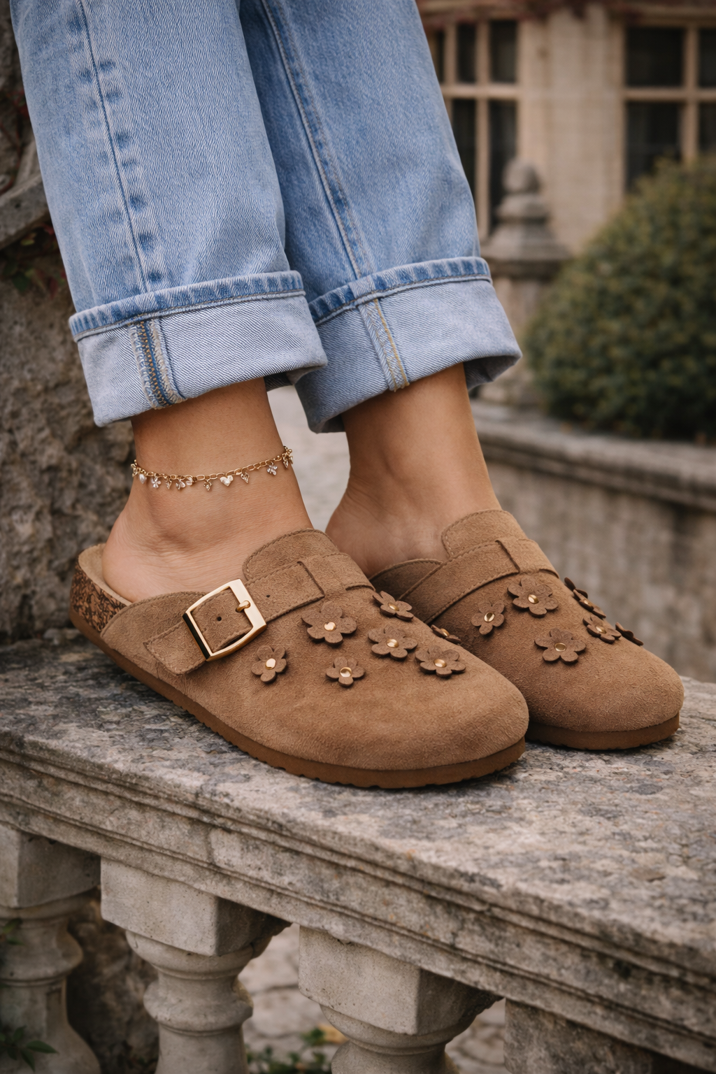 Bloom | Flower Faux Suede Flower Clog