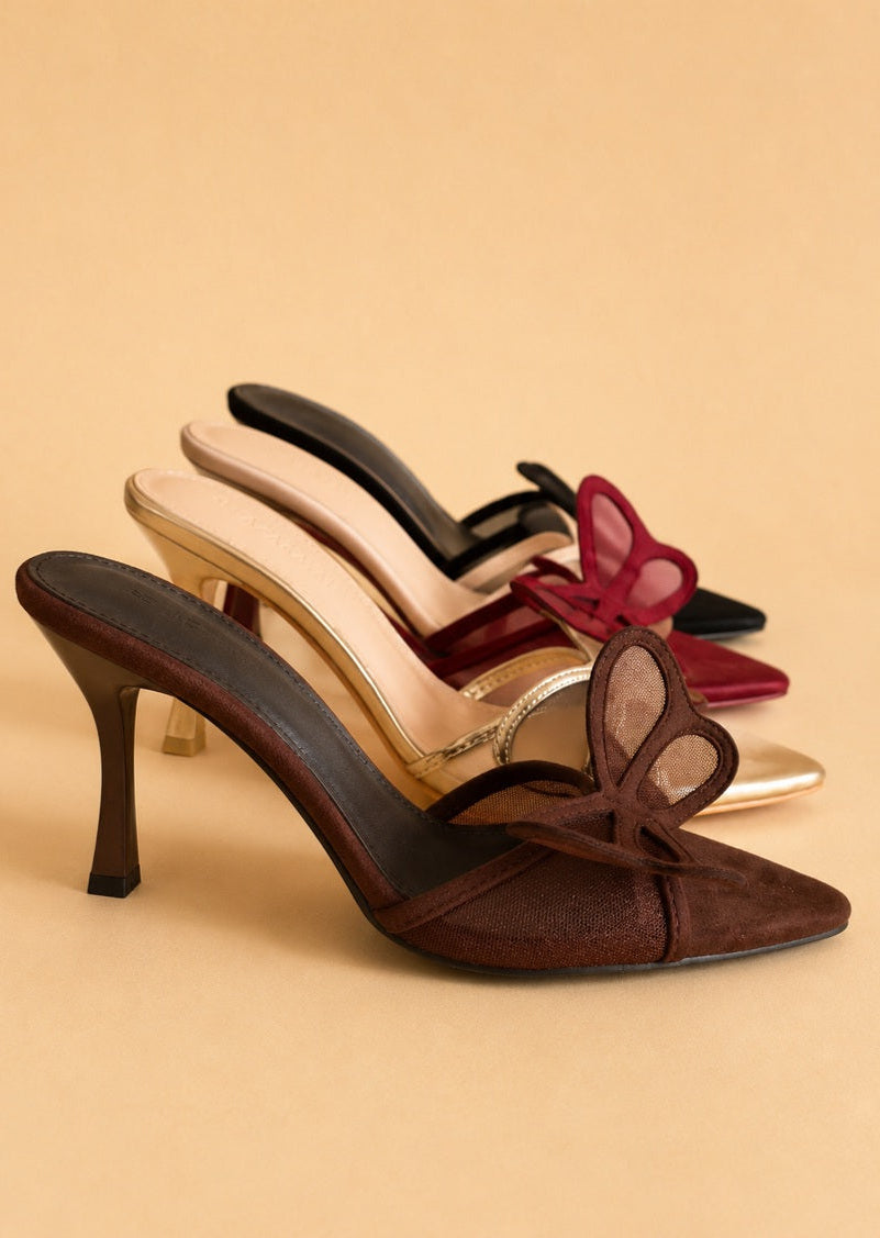 Butter | Butterfly Pointed Toe Kitten Heel Mule