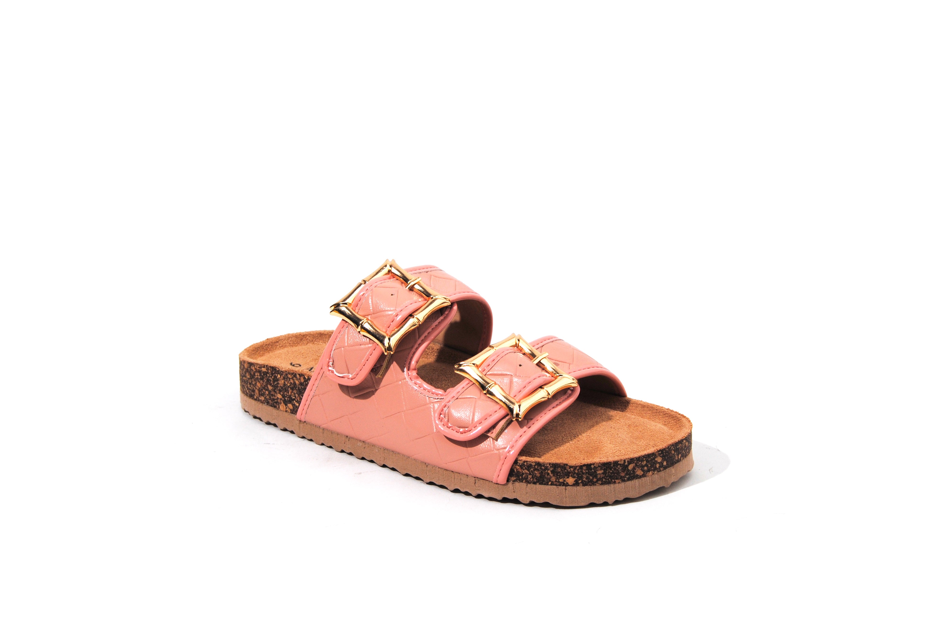 Butterfingers | Double Croc Gold Buckle Sandal Flatbed
