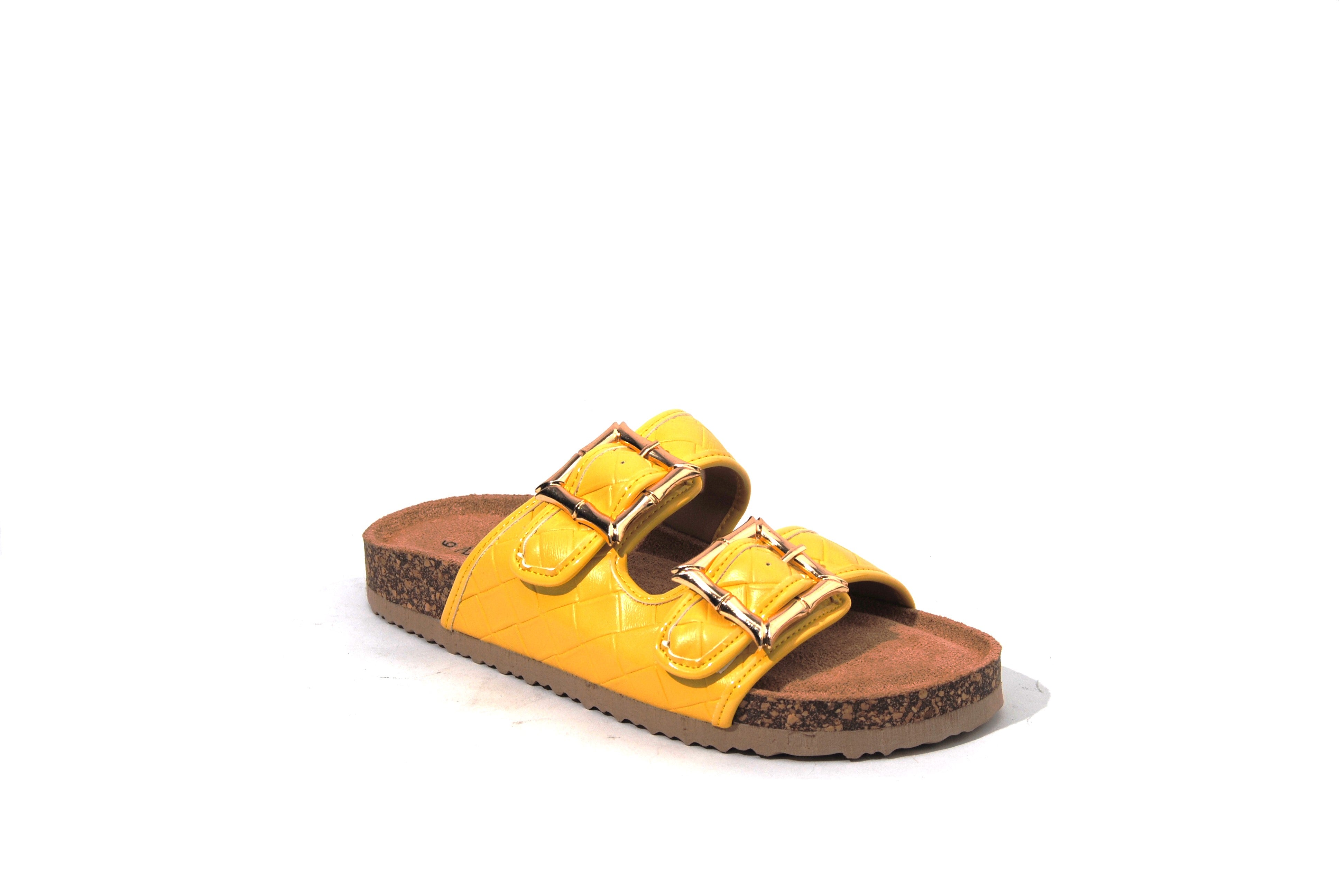Butterfingers | Double Croc Gold Buckle Sandal Flatbed