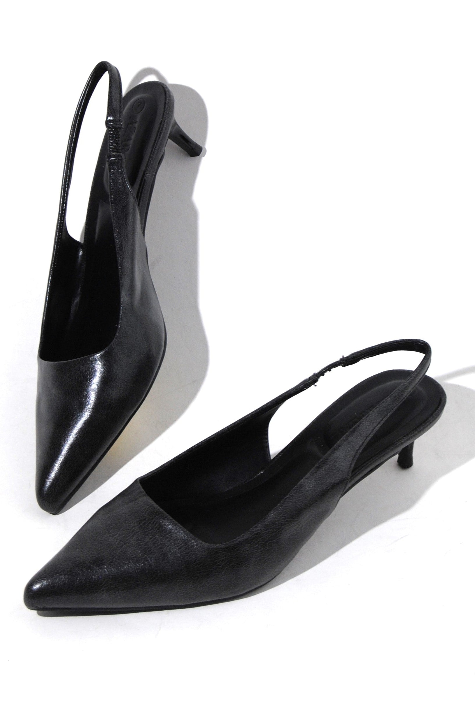 Call Me | Distress PU Sling Back Kitty Heel