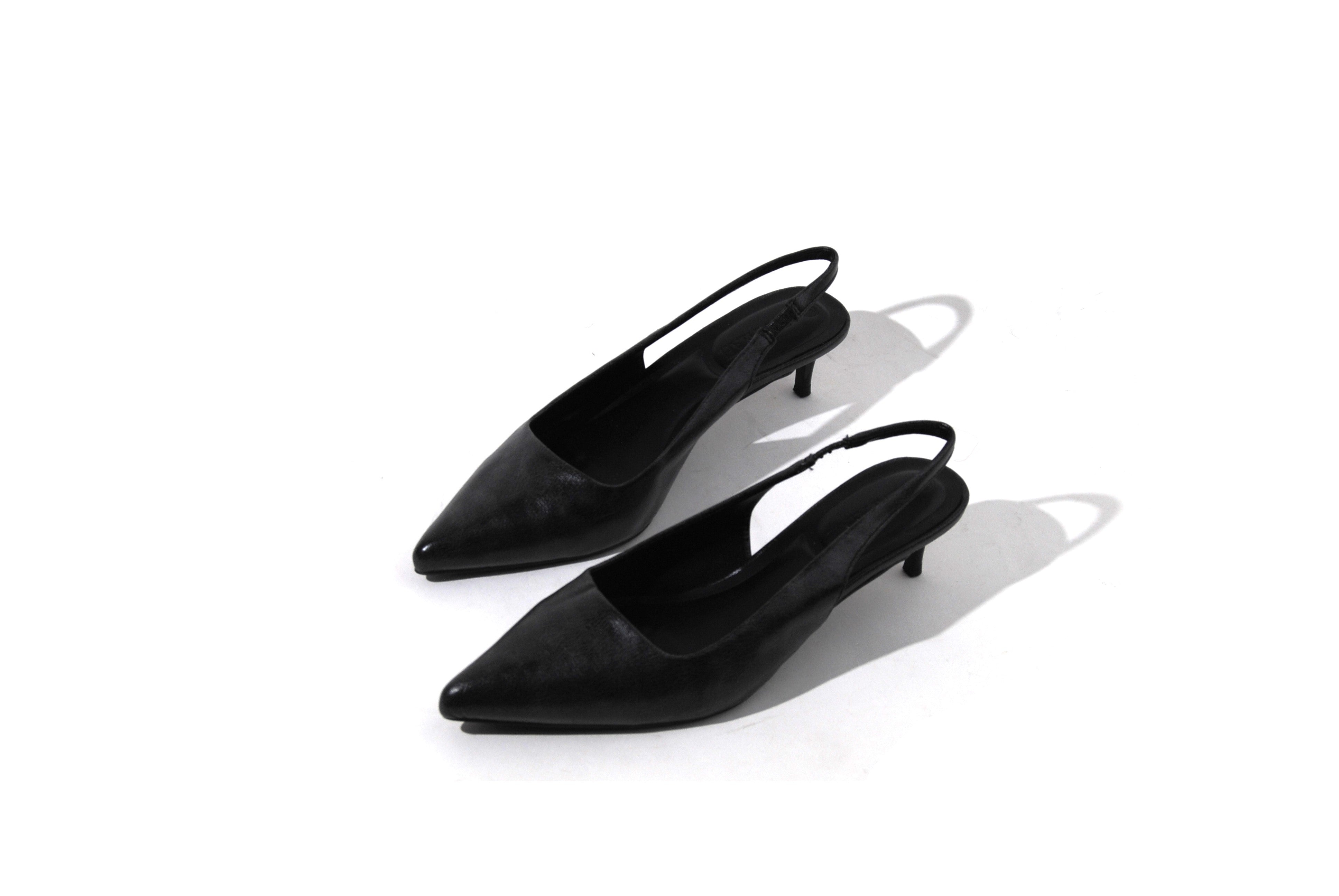 Call Me | Distress PU Sling Back Kitty Heel