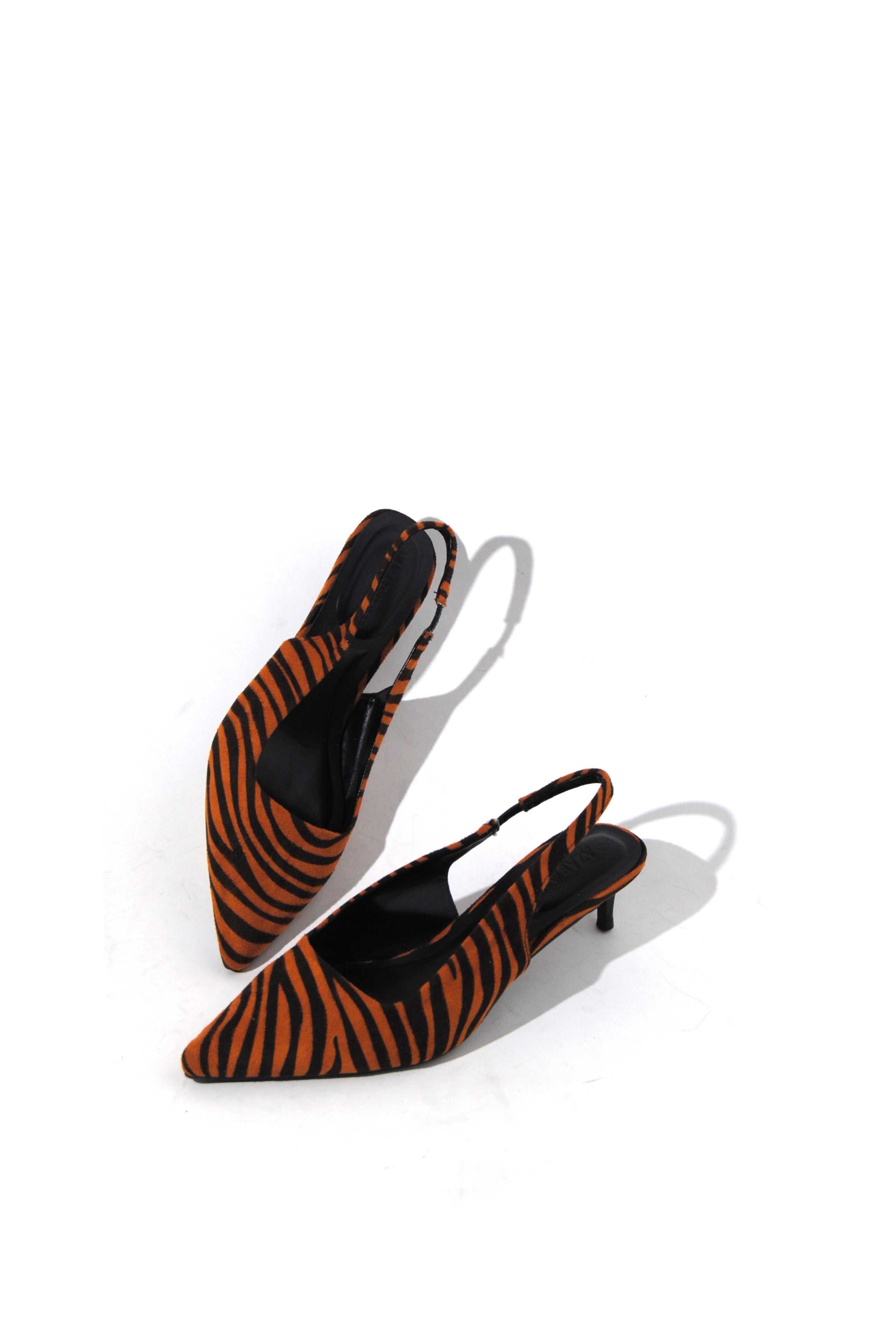 Call Me | Distress PU Sling Back Kitty Heel