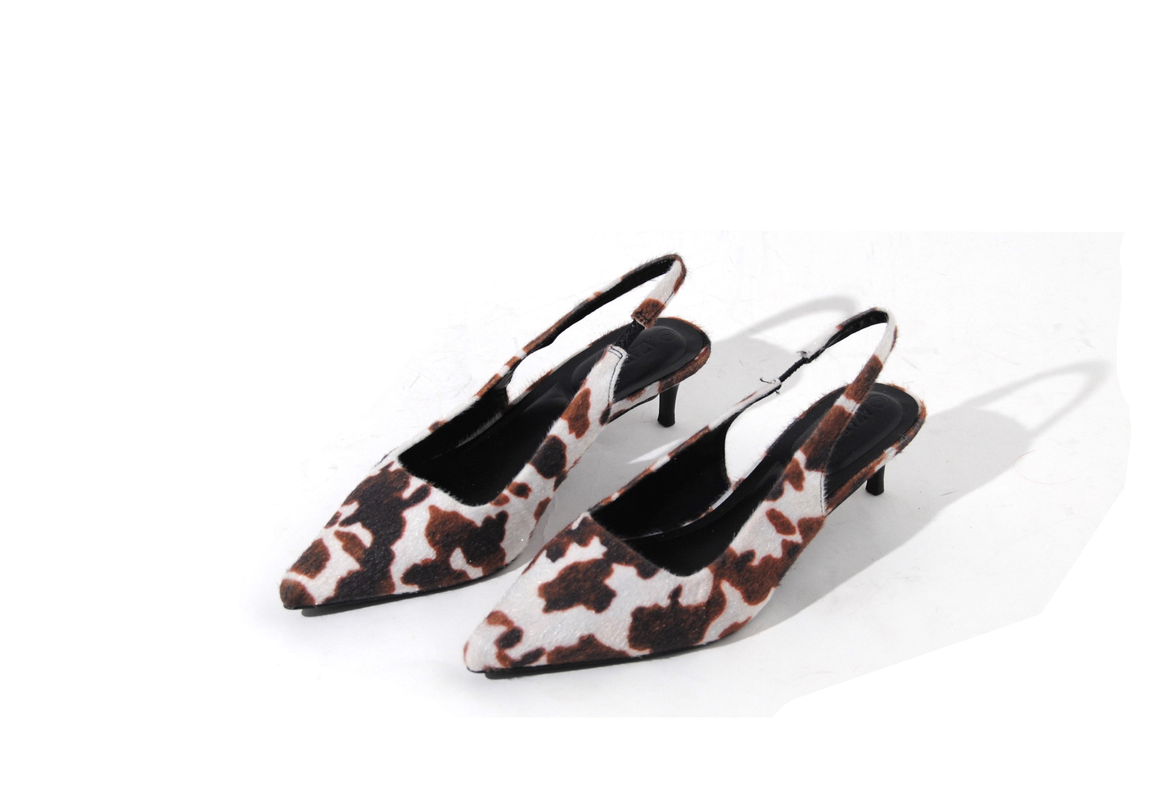 Call Me | Distress PU Sling Back Kitty Heel