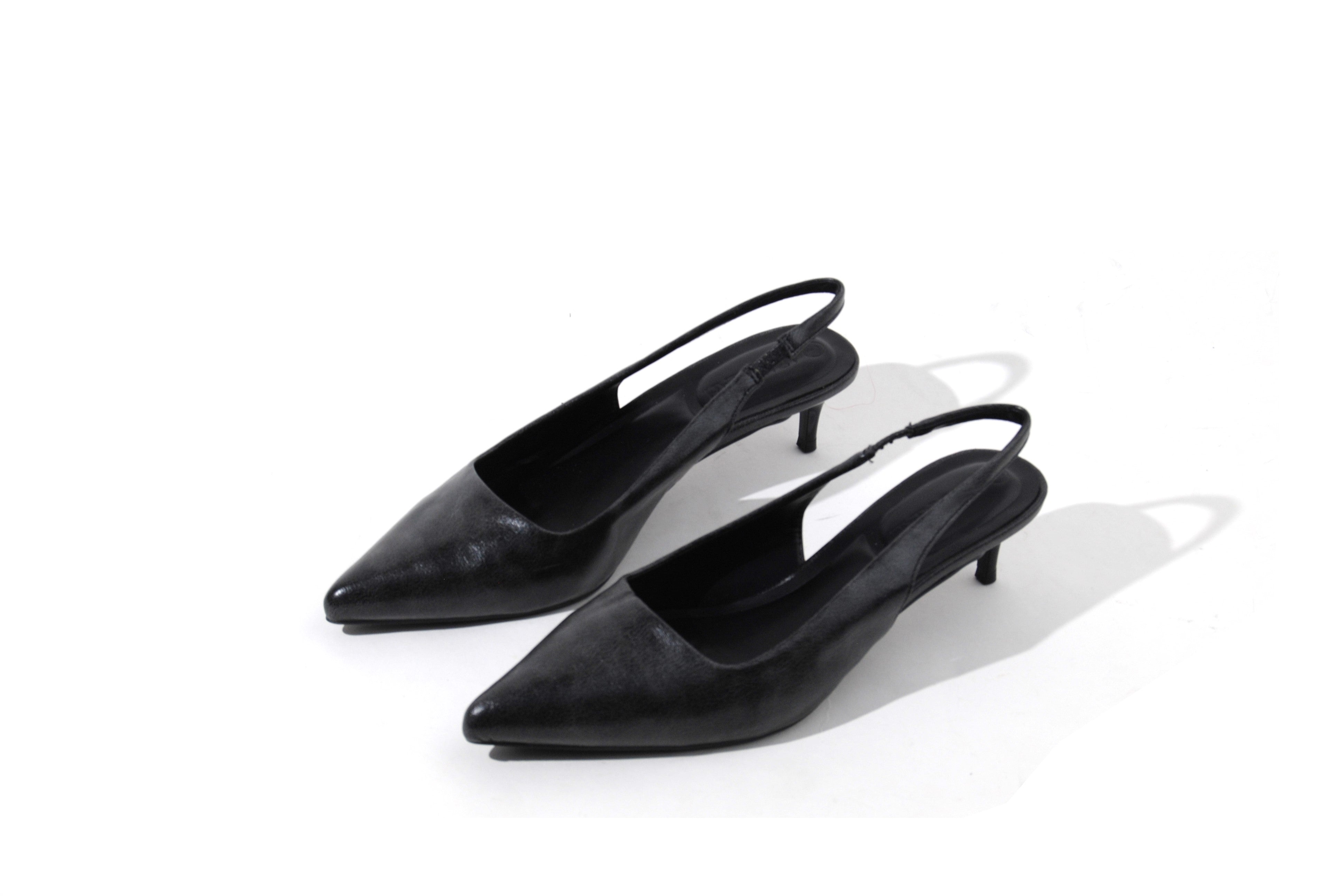 Call Me | Distress PU Sling Back Kitty Heel