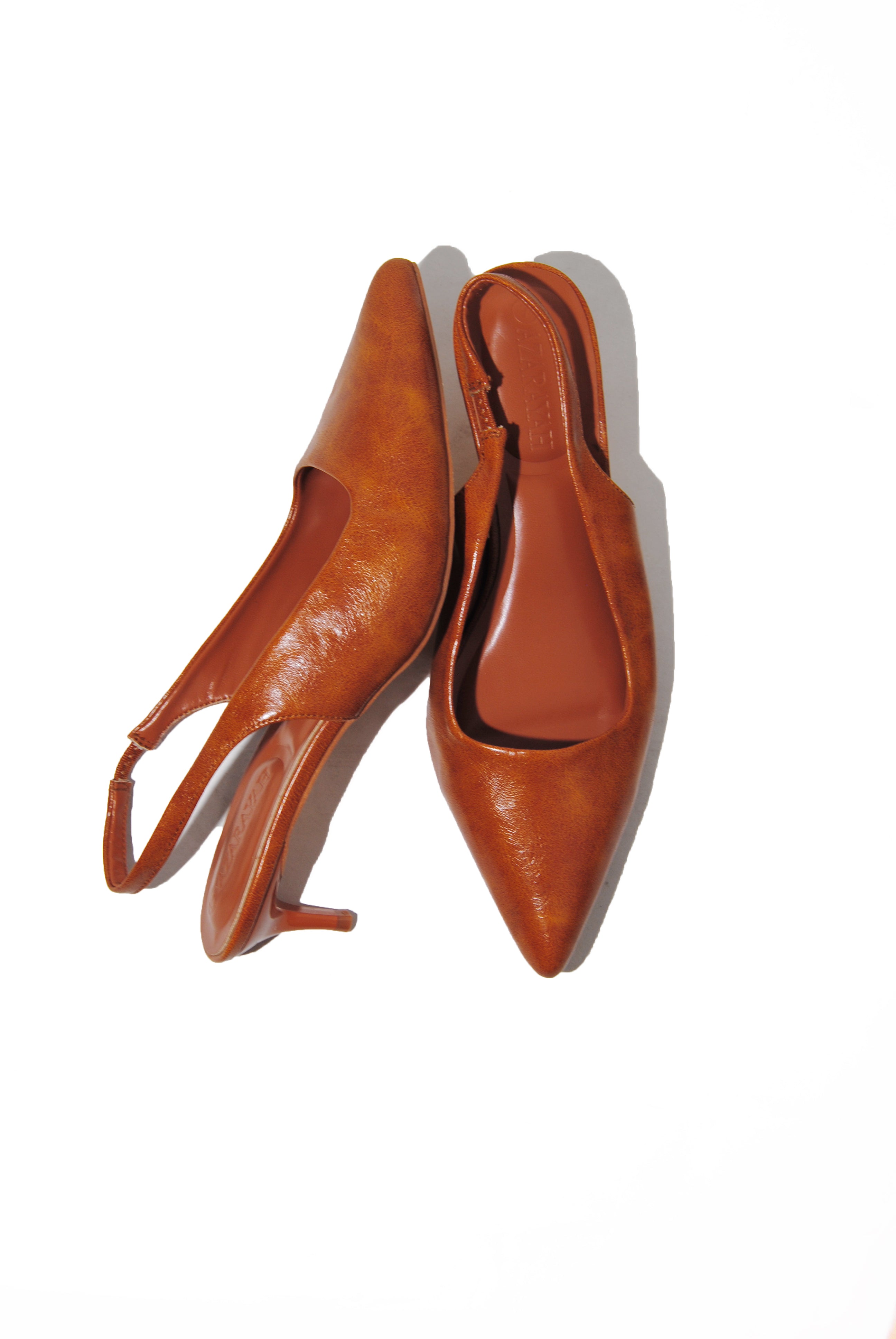 Call Me | Distress PU Sling Back Kitty Heel