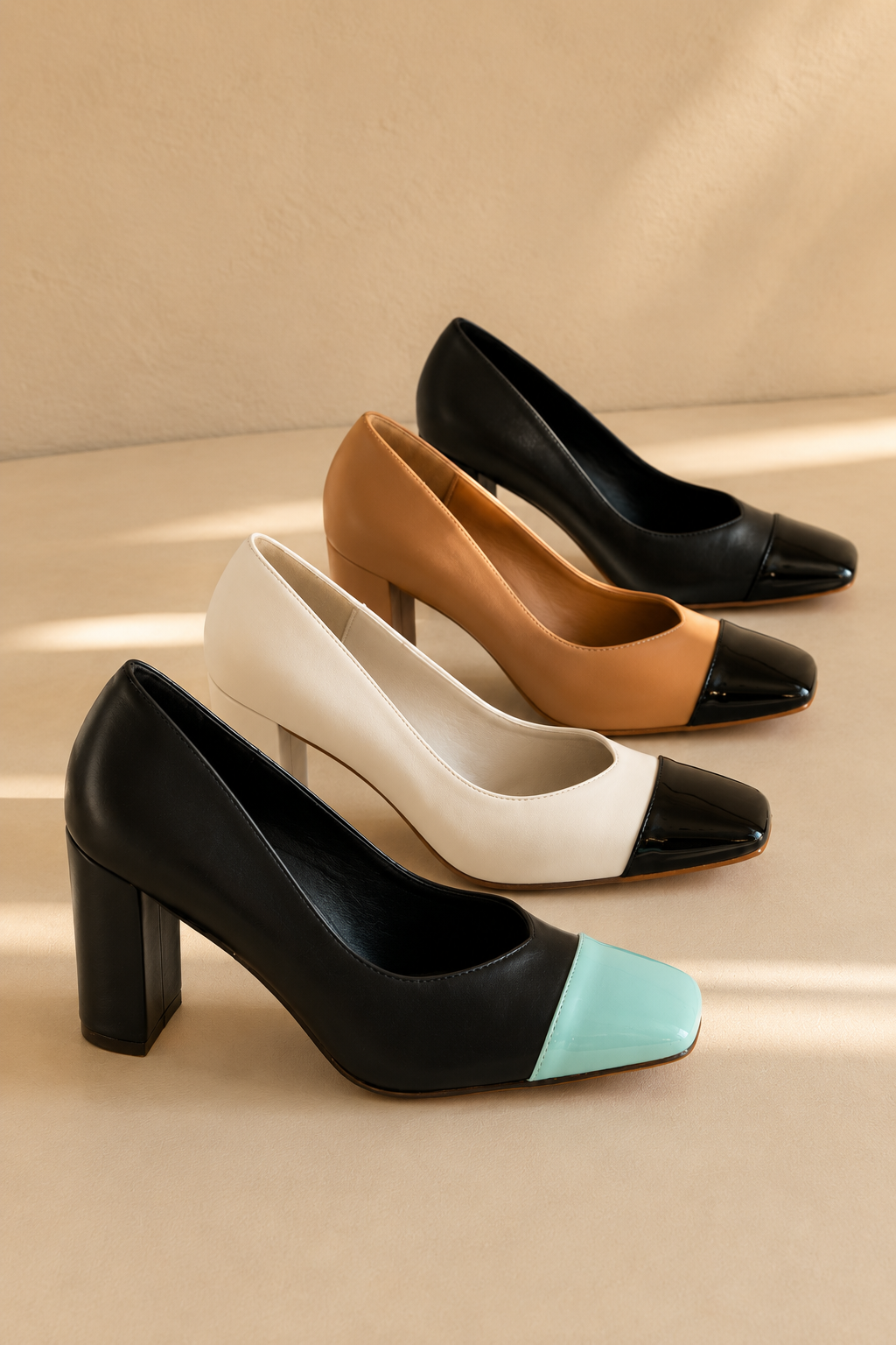 MEET UP - Cap Toe Block Heel Pump
