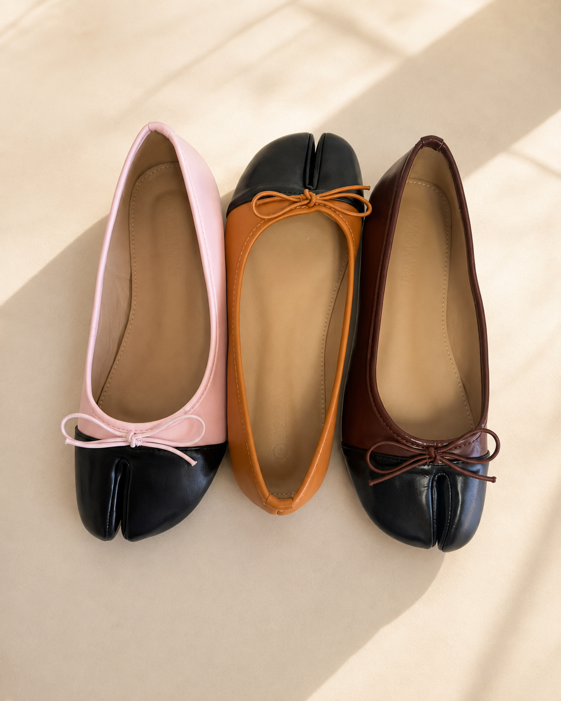 Kamara | Two Tone Bow Split Toe Tabi Flat