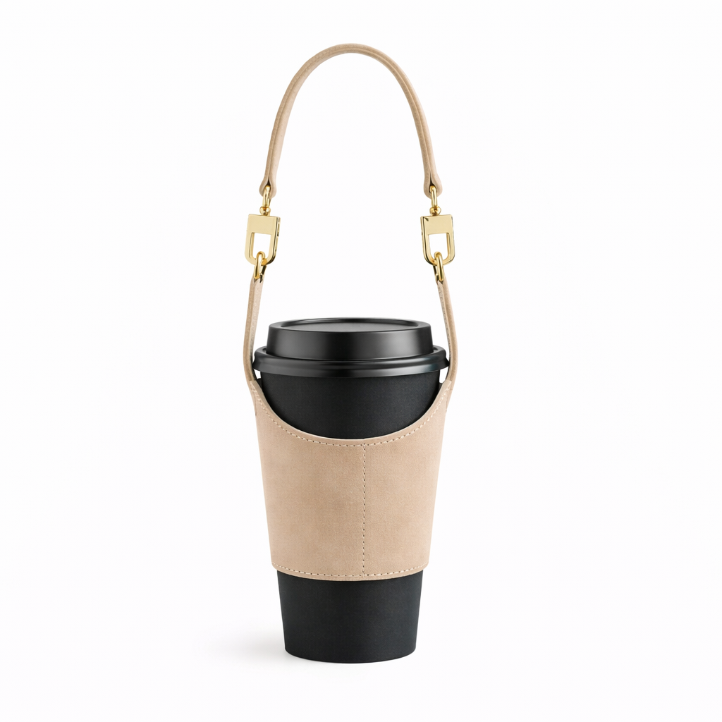 Decaf | Faux Leather Coffee Cup Holder Sleeve