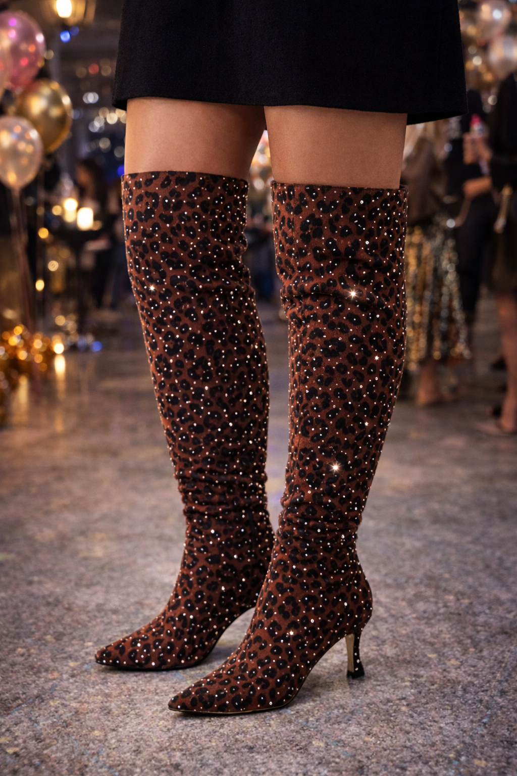 Brillante |  Over Rhinestone Kitty Heel Boot