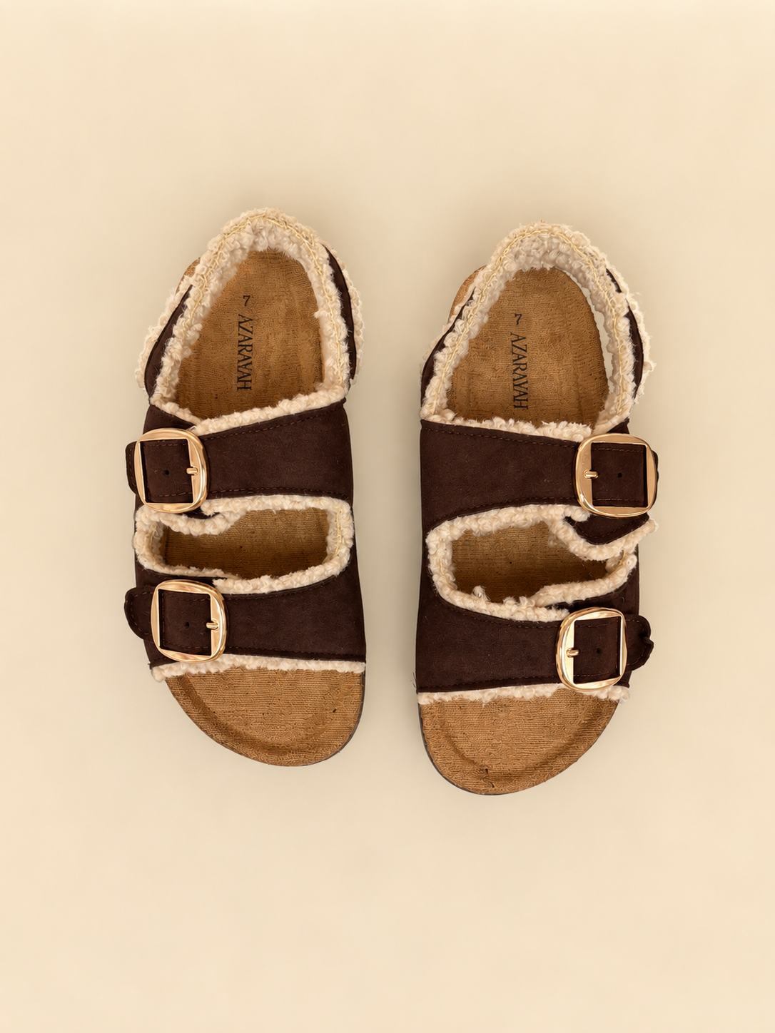 Maple | Double Buckle Faux Sherpa Teddy Sandal