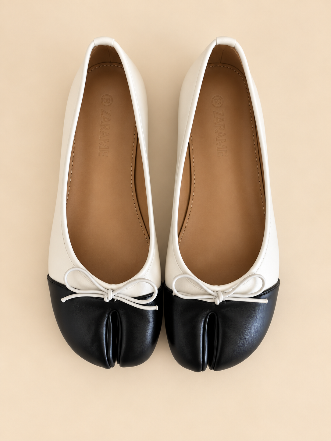 Kamara | Two Tone Bow Split Toe Tabi Flat