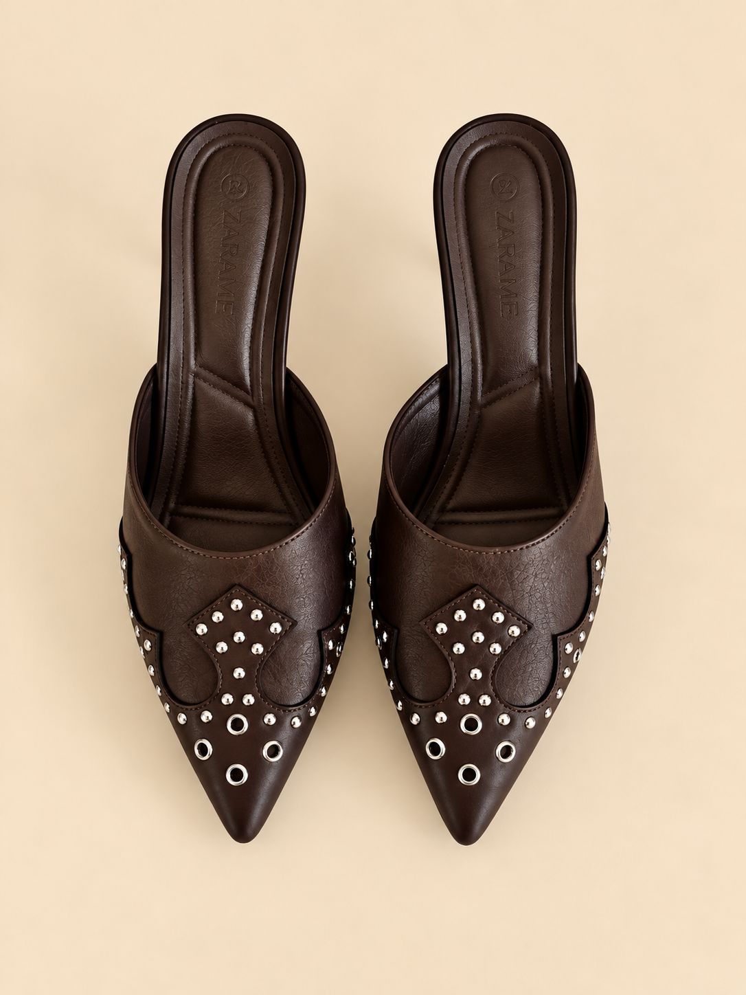 NO TIME | Stud Lace-Up Mule Wood Heels