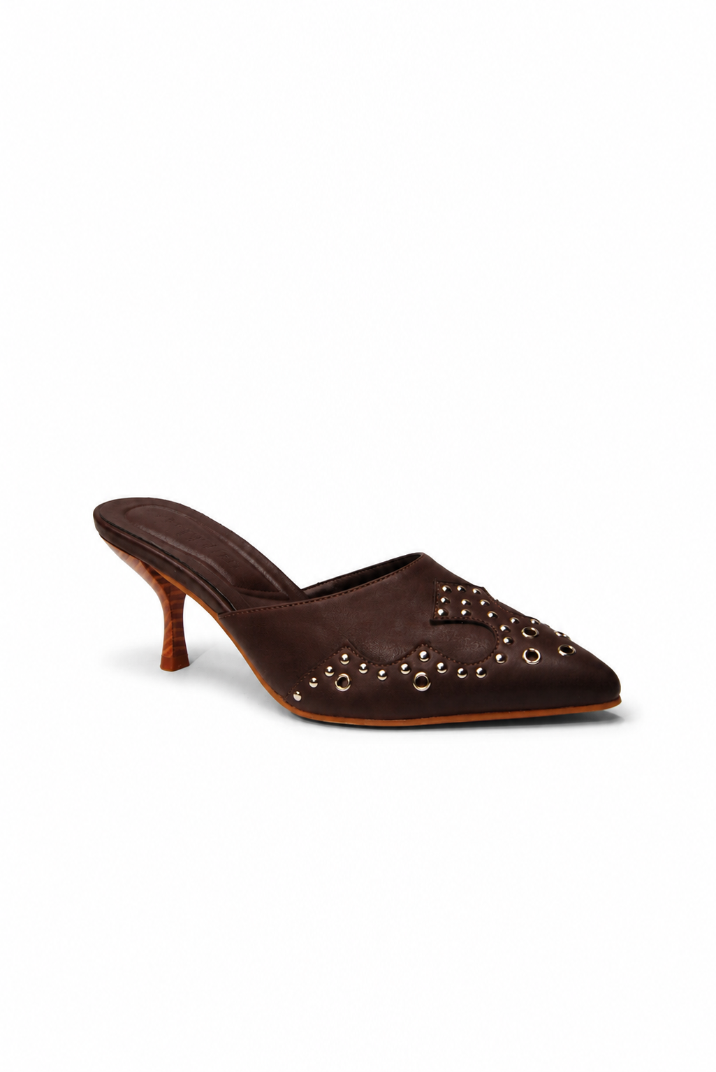 CORSET | Stud Lace-Up Mule Wood Heels