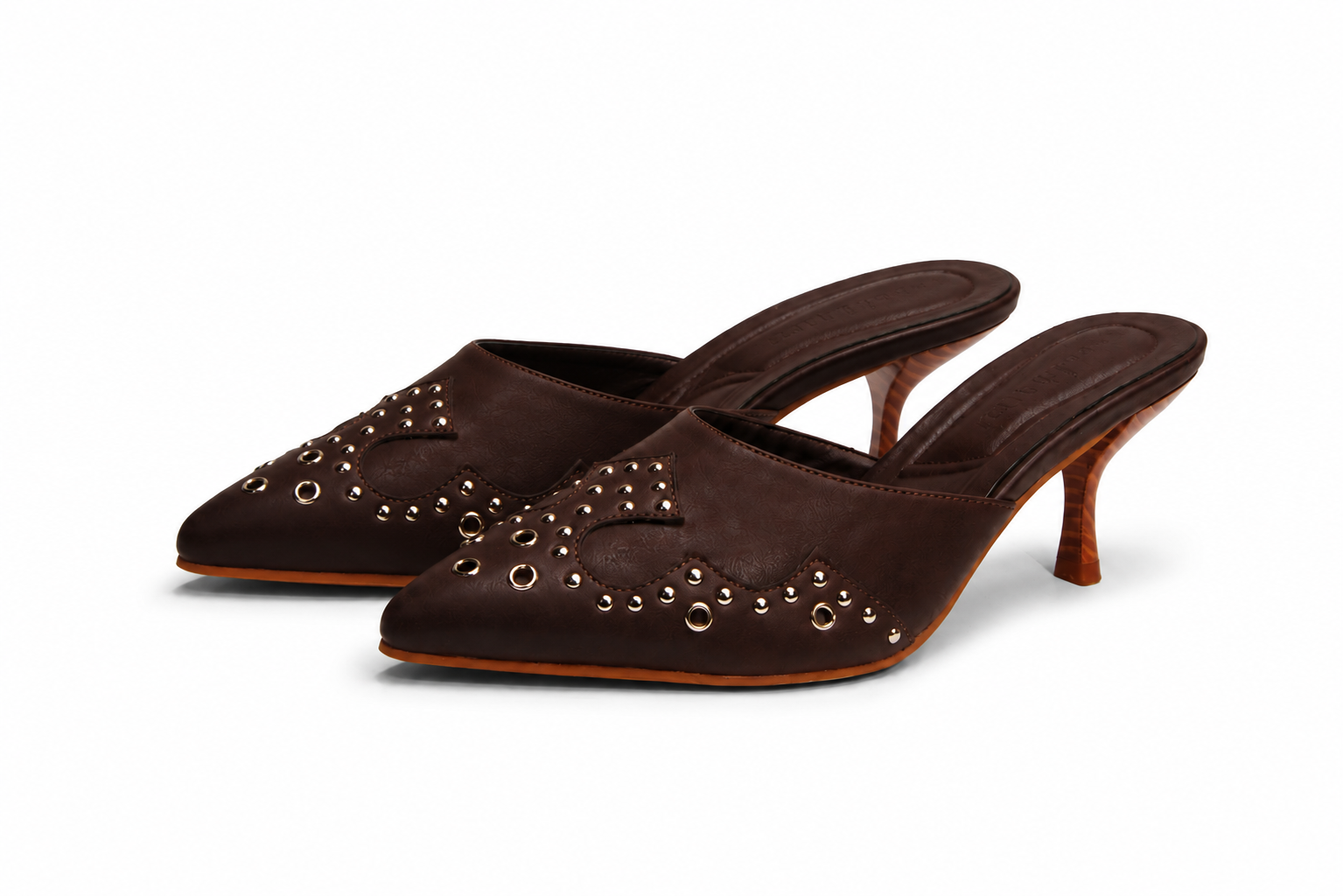 CORSET | Stud Lace-Up Mule Wood Heels