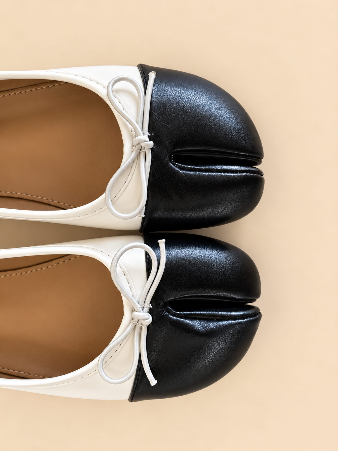 Kamara | Two Tone Bow Split Toe Tabi Flat