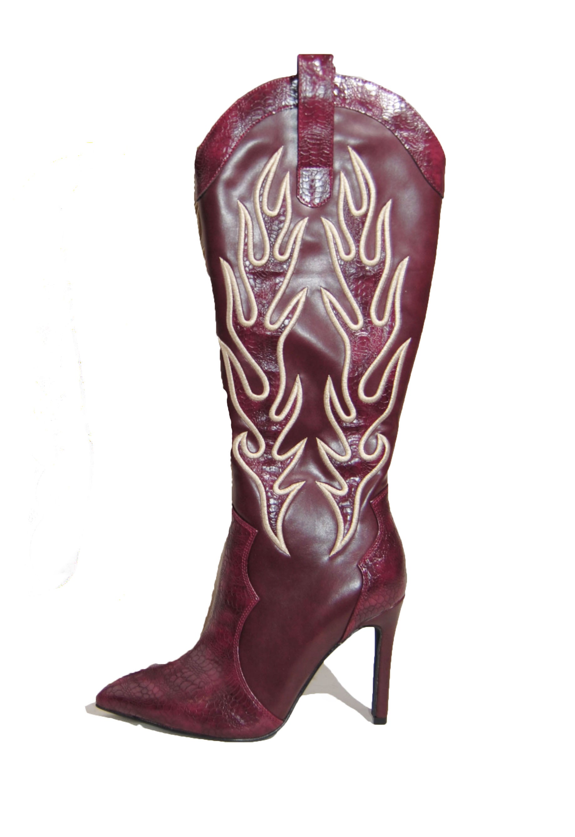 Flames | Burgundy Flames High Heel Boot