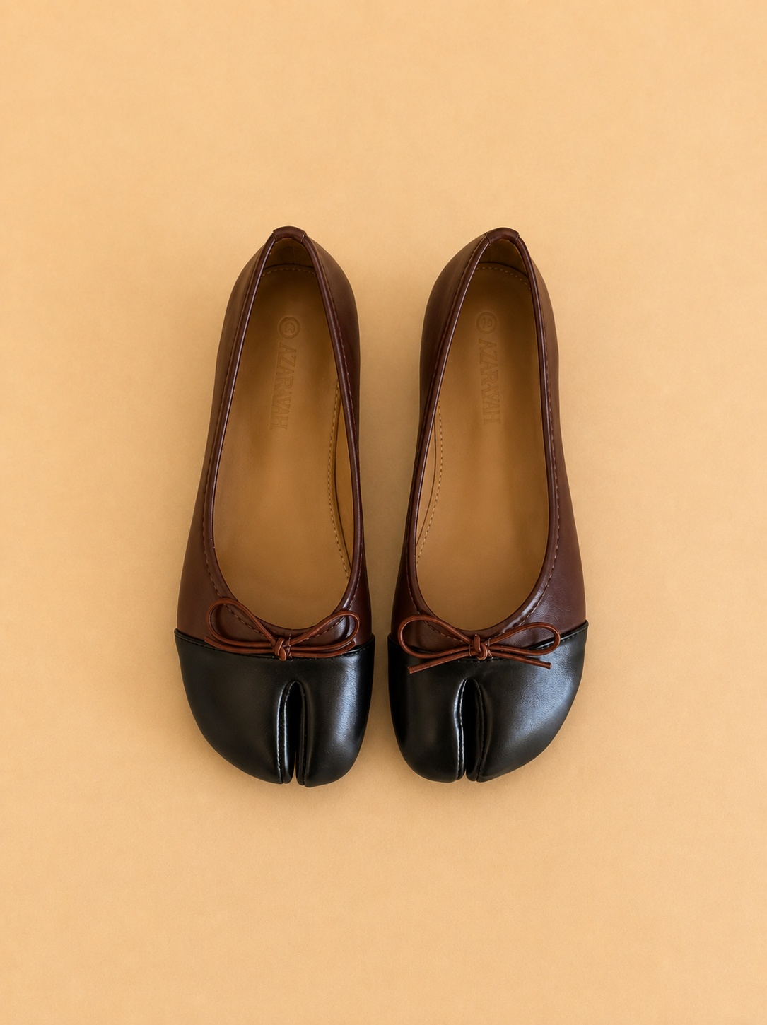 Kamara | Two Tone Bow Split Toe Tabi Flat