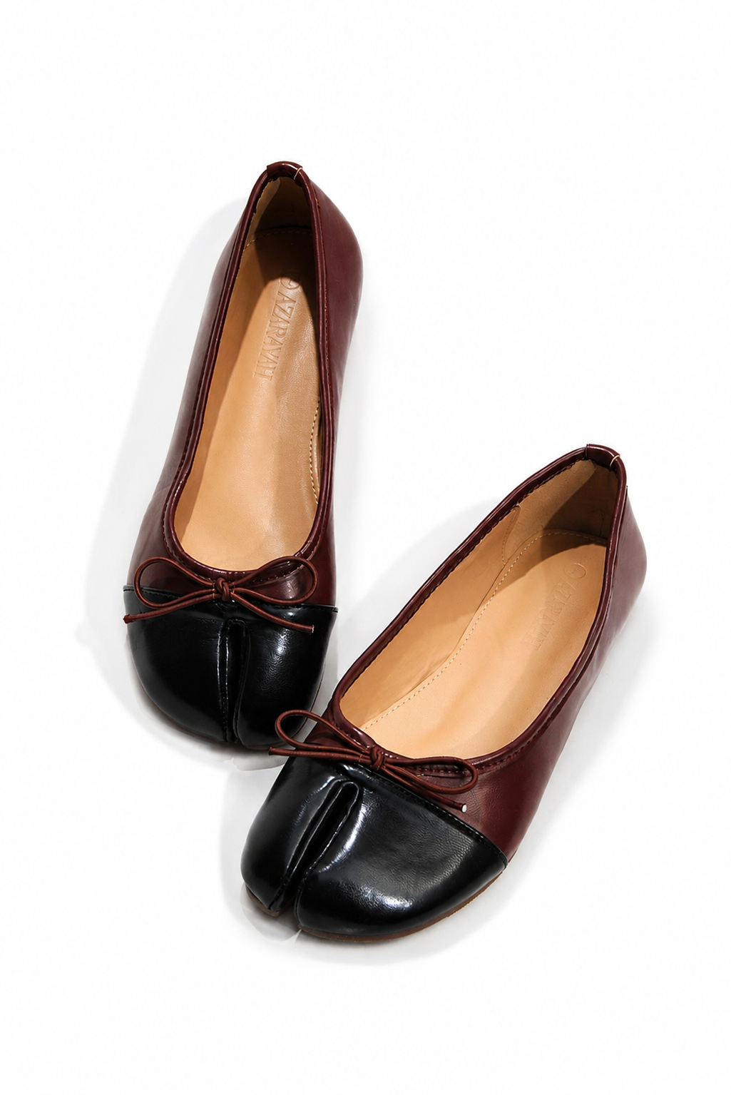 Kamara | Two Tone Bow Split Toe Tabi Flat