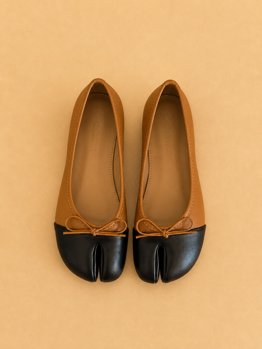 Kamara | Two Tone Bow Split Toe Tabi Flat
