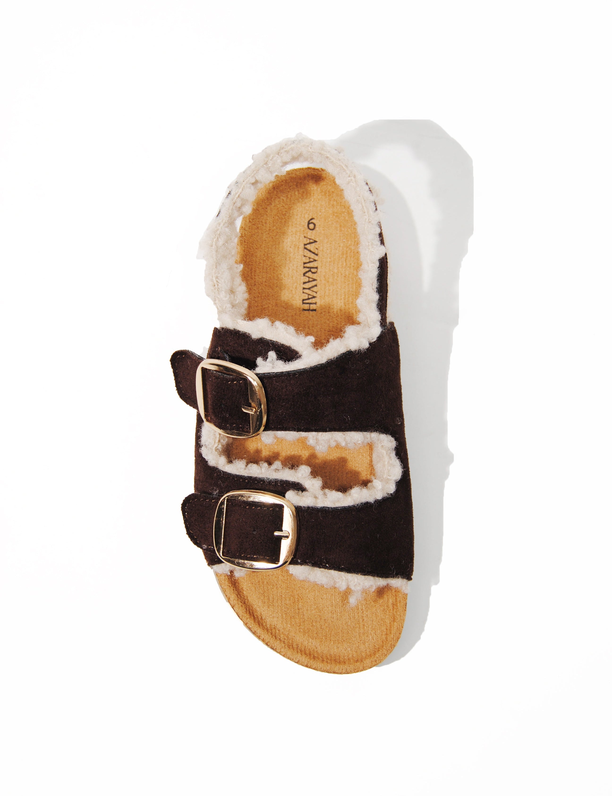 Maples | Faux Teddy Double Buckle Slides