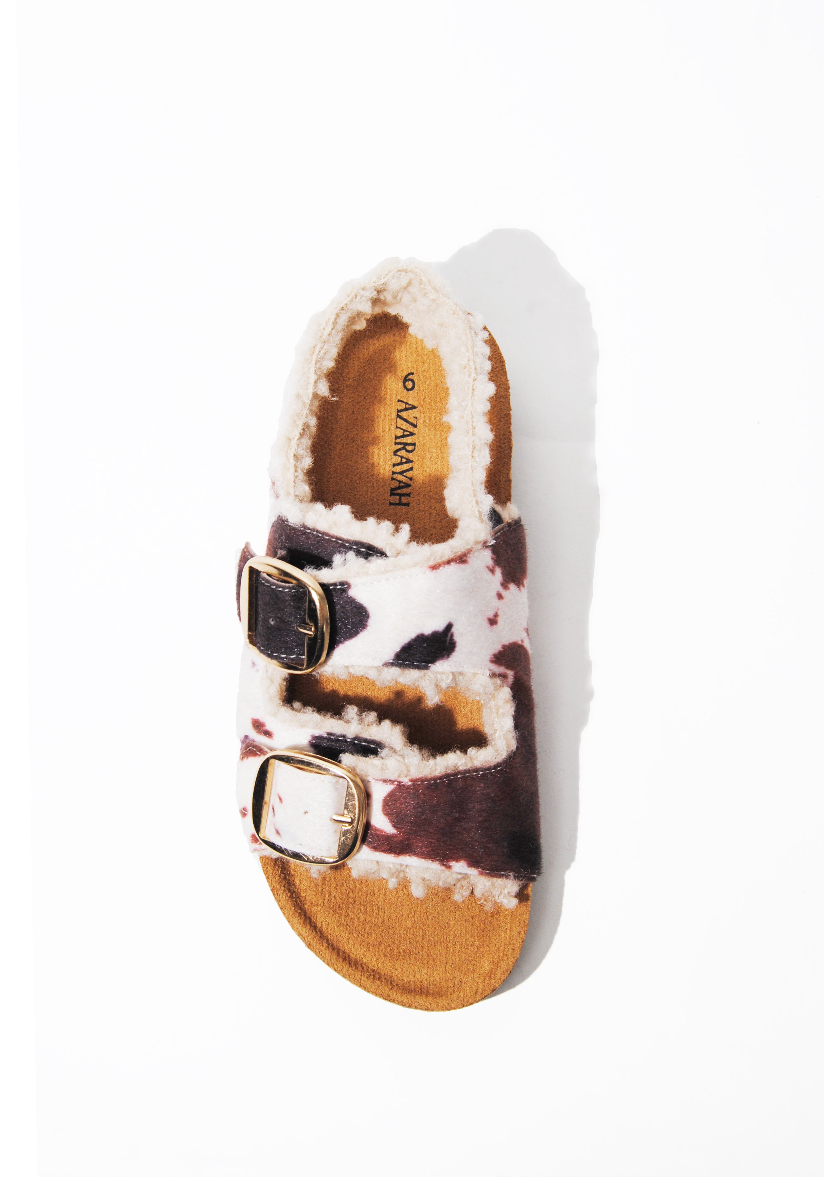 Maples | Faux Teddy Double Buckle Slides