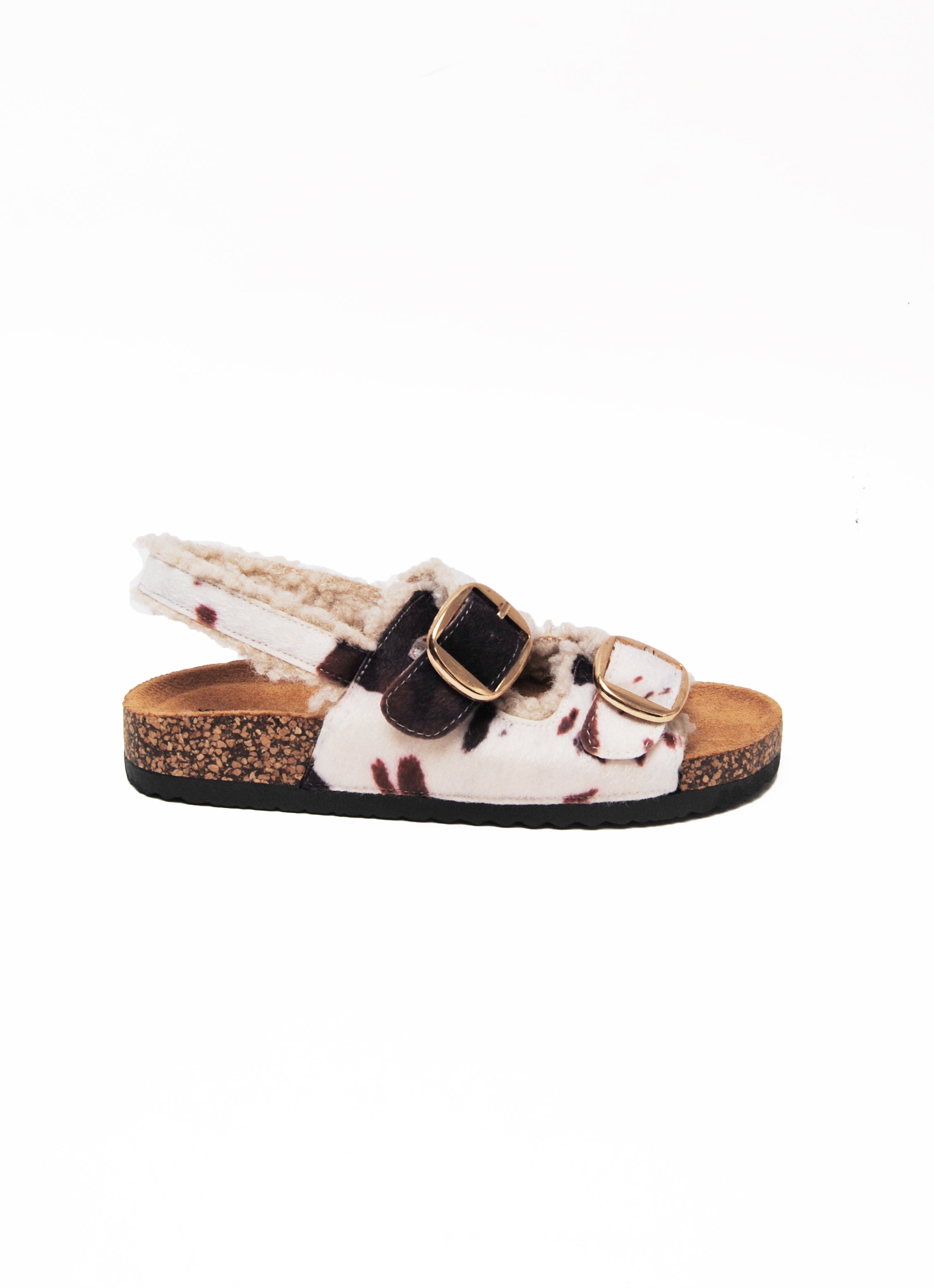 Maples | Faux Teddy Double Buckle Slides