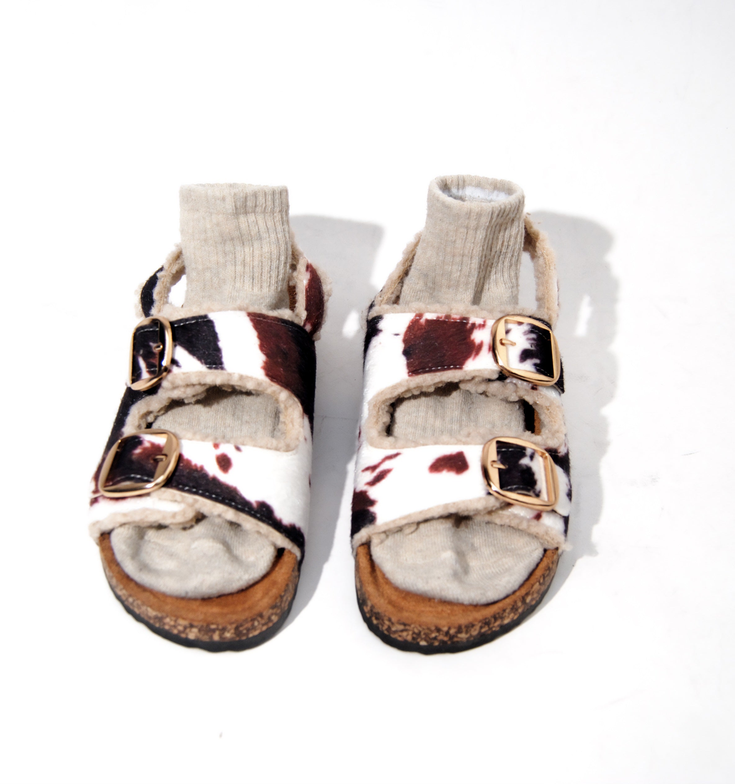 Maple | Slipper Sandal Faux Sherpa Teddy Double Buckle Slides