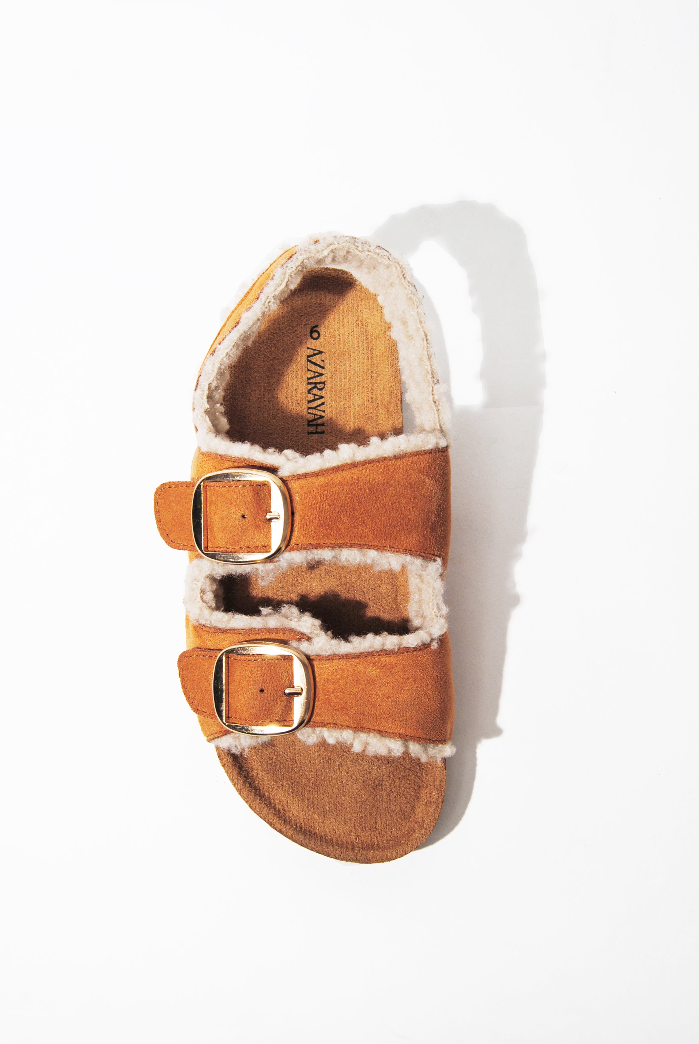 Maples | Faux Teddy Double Buckle Slides