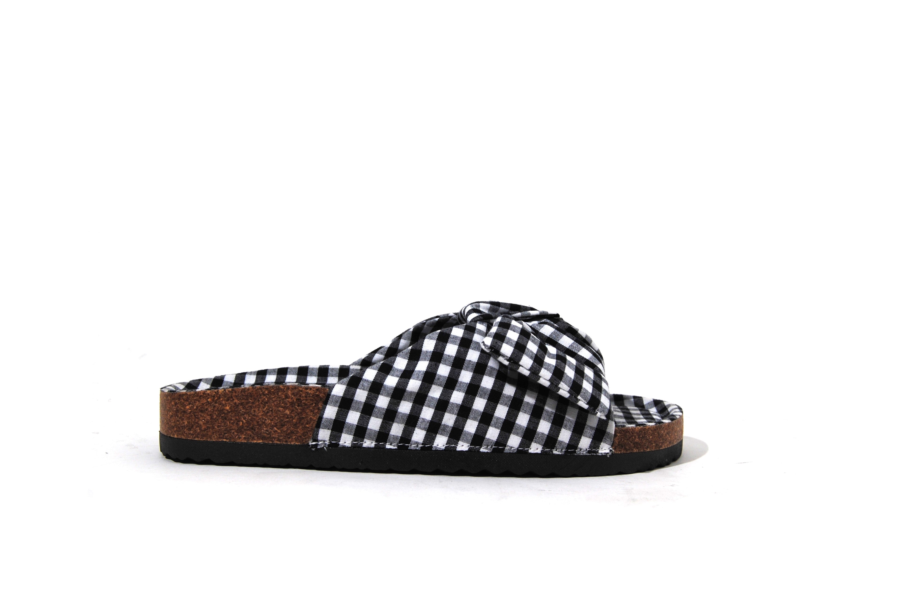Picnic | Gingham Bow Slide Flat Slip-On Summer Sandal