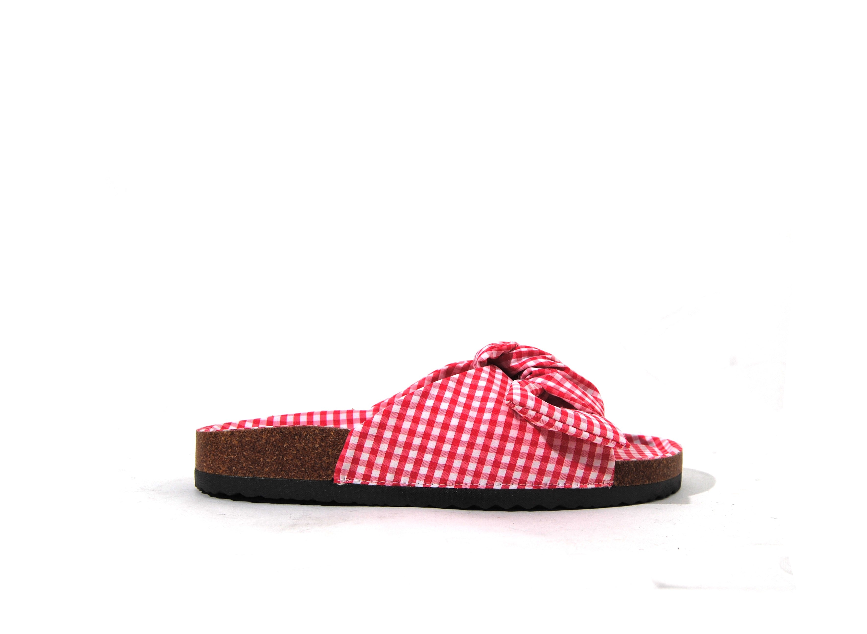 Picnic | Gingham Bow Slide Flat Slip-On Summer Sandal
