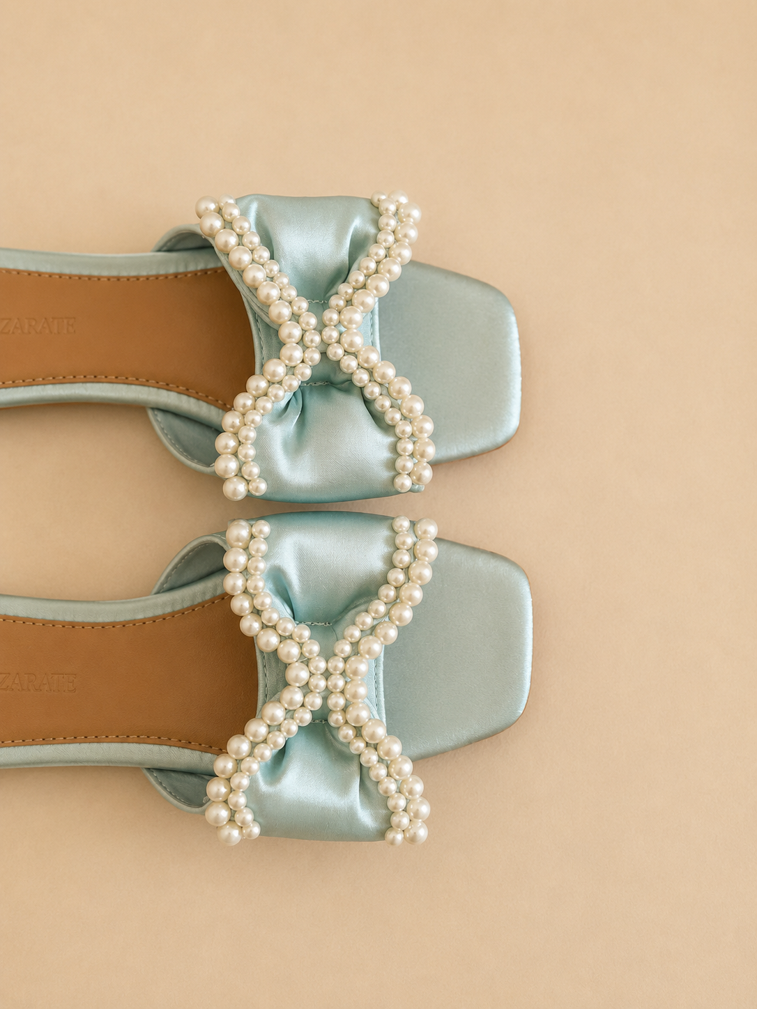 SIERRA | Pearl Bow Detail Satin Slide Sandal