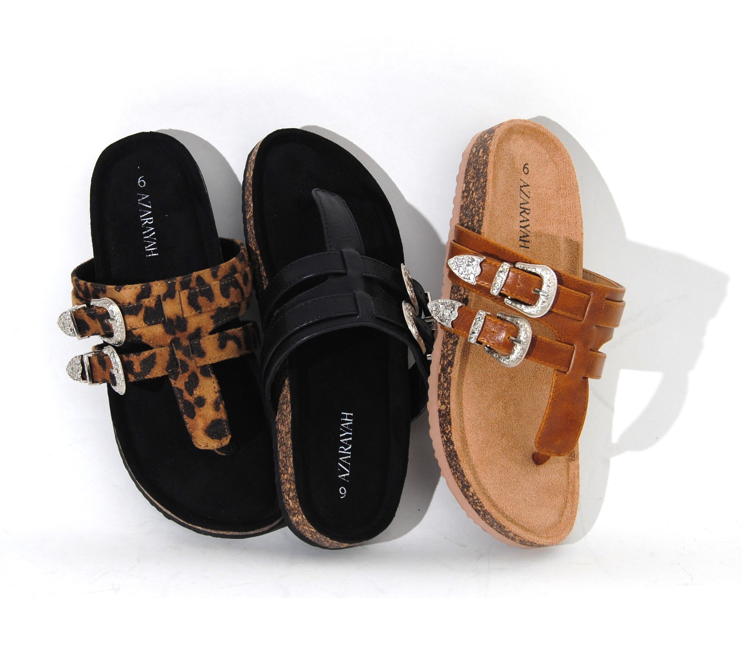 Saddle | Women Dual Western Buckle Sandals